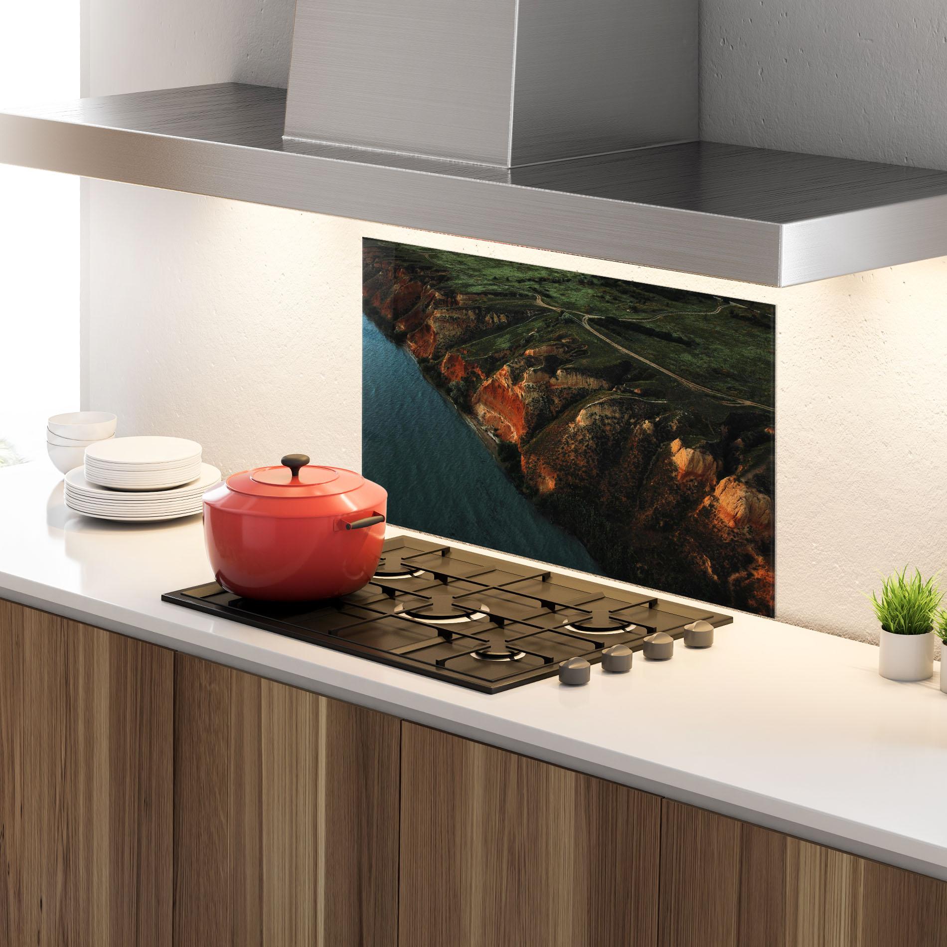 Küchenrückwand Glas End Of The Road mockup 4