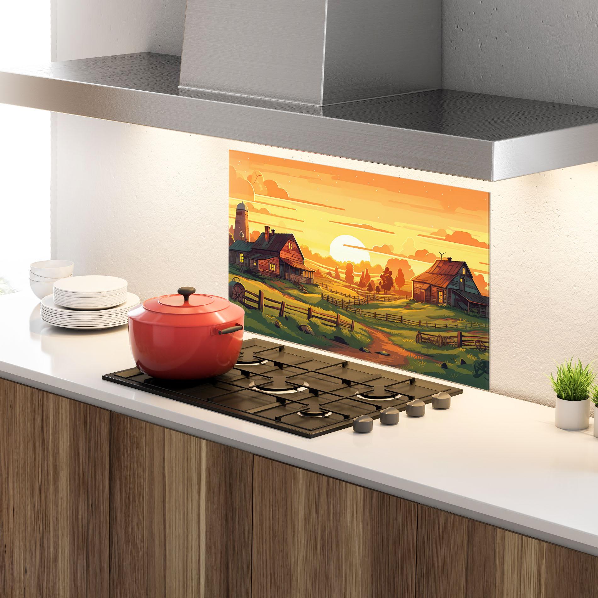 Küchenrückwand Glas Farmhouse Sunlight mockup 4