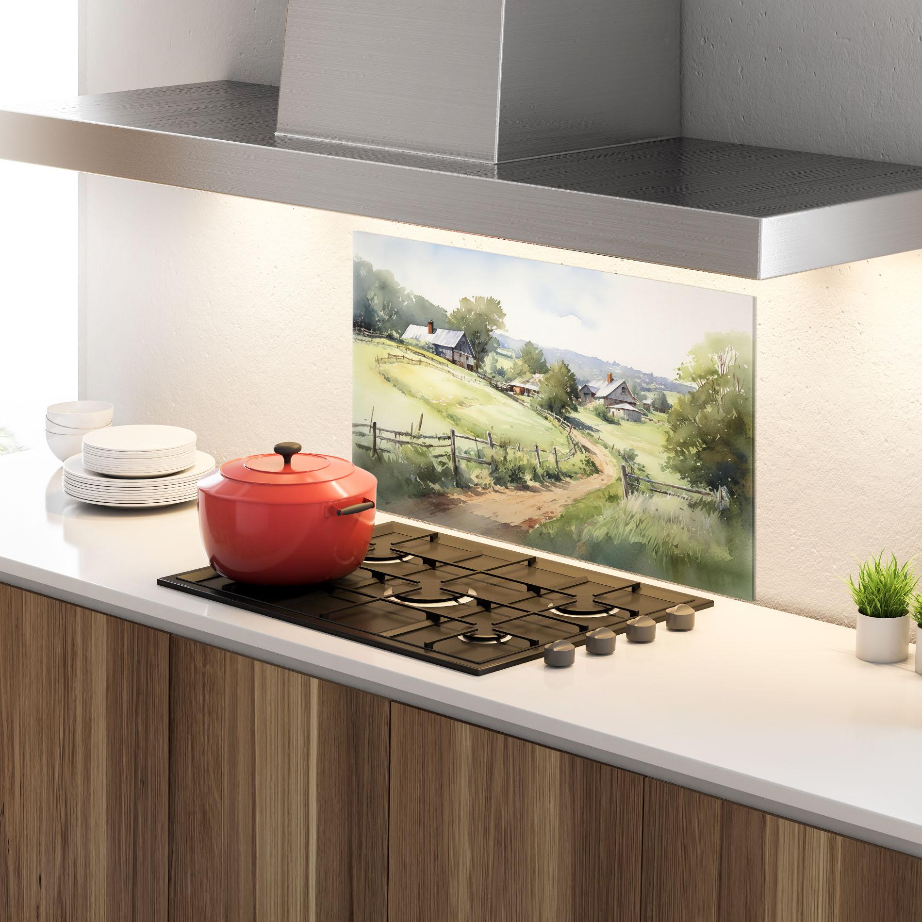 Küchenrückwand Glas Rural Farm mockup 4