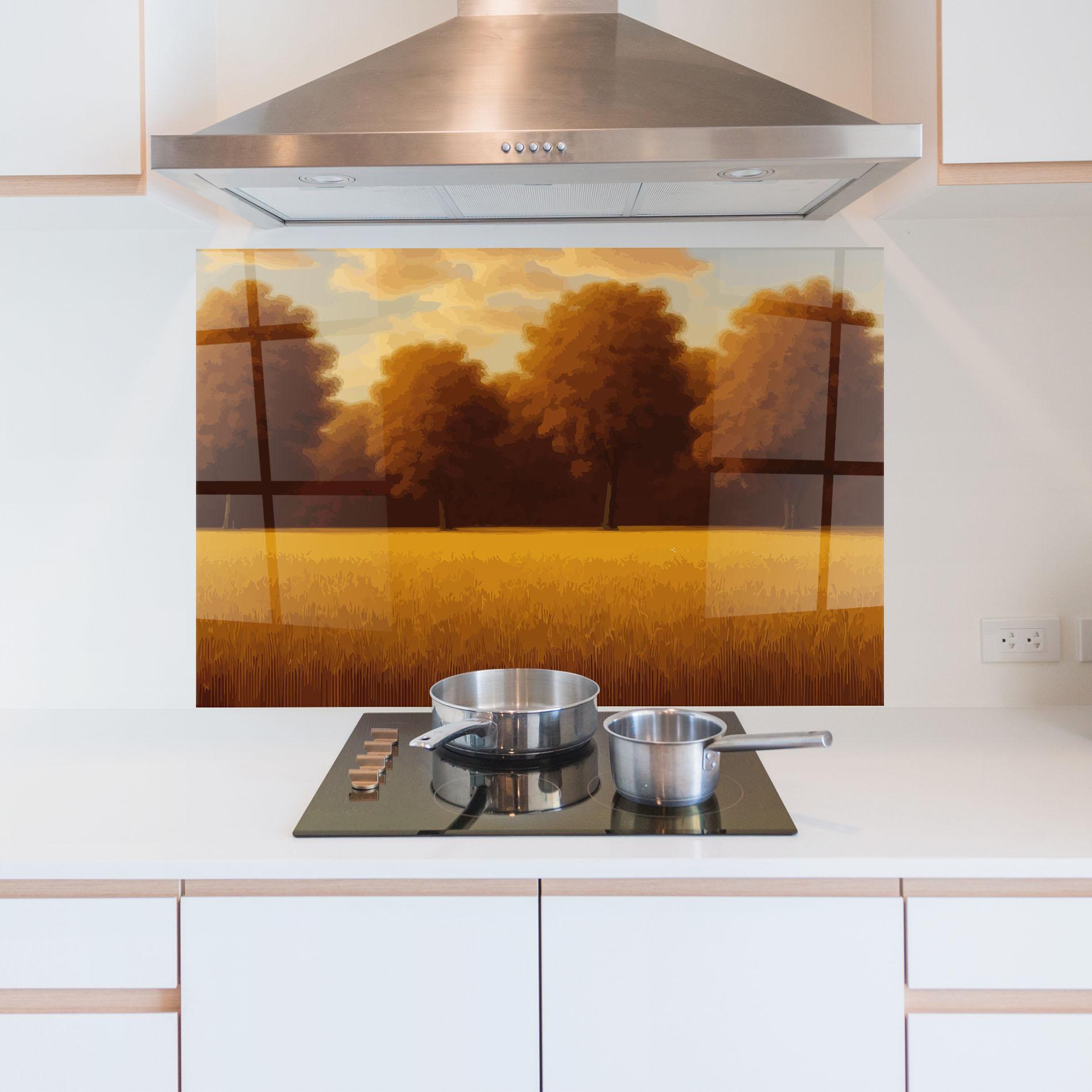 Küchenrückwand Glas Autumn Country Tree mockup 5