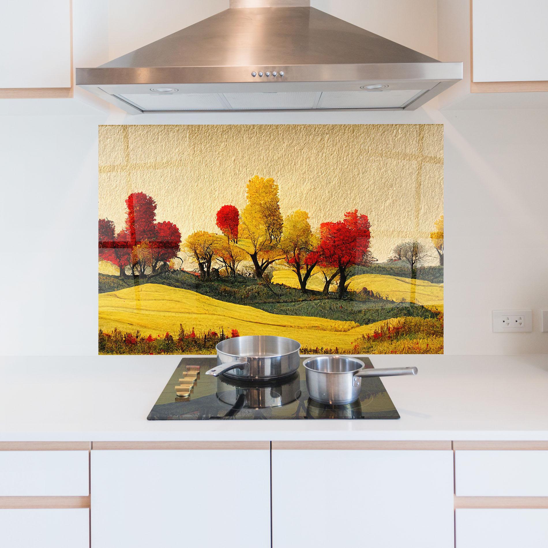 Küchenrückwand Glas Autumn Paper Style mockup 5