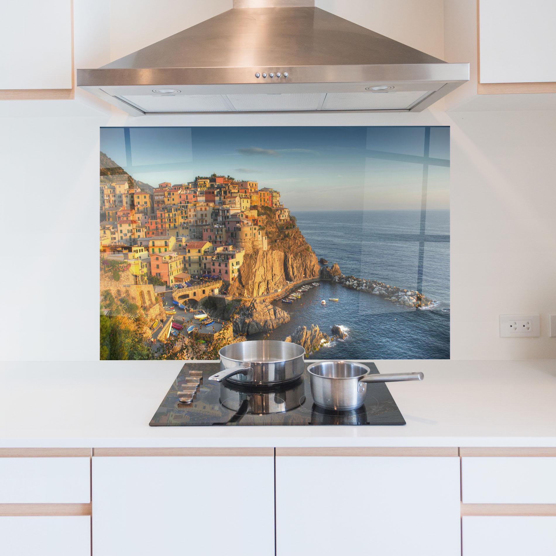 Küchenrückwand Glas Cinque Terrre mockup 5