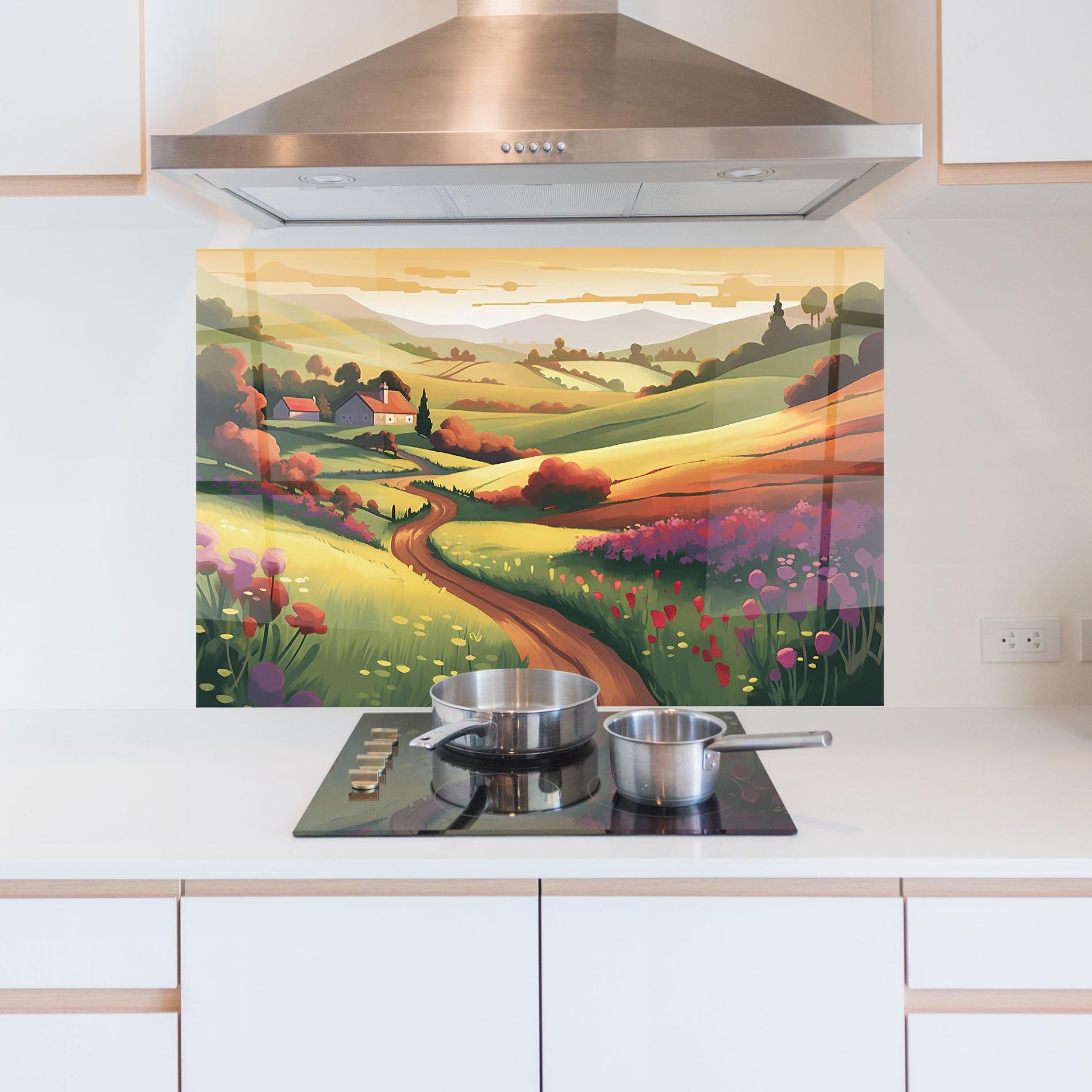 Küchenrückwand Glas Countryside Charm mockup 5