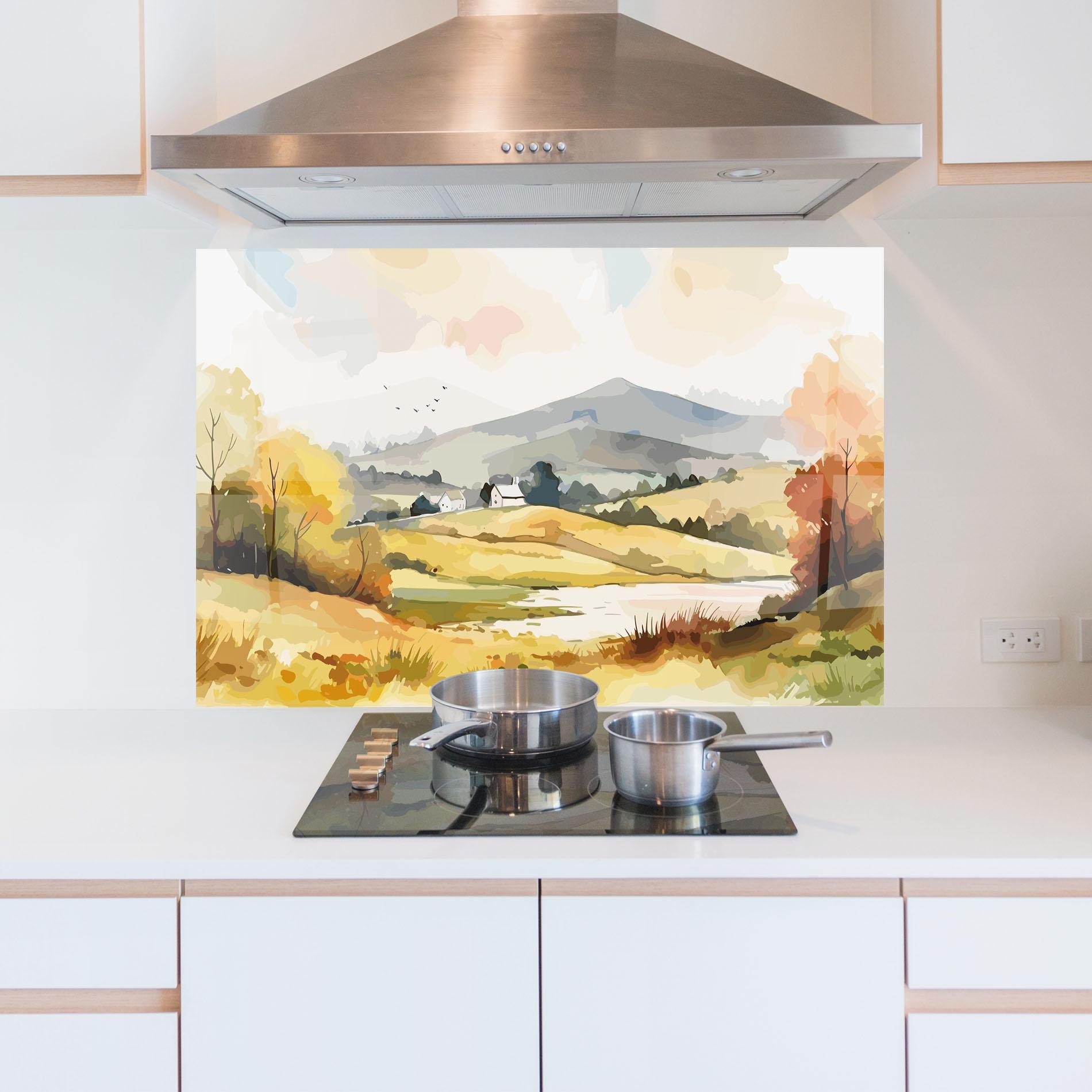 Küchenrückwand Glas Countryside View mockup 5