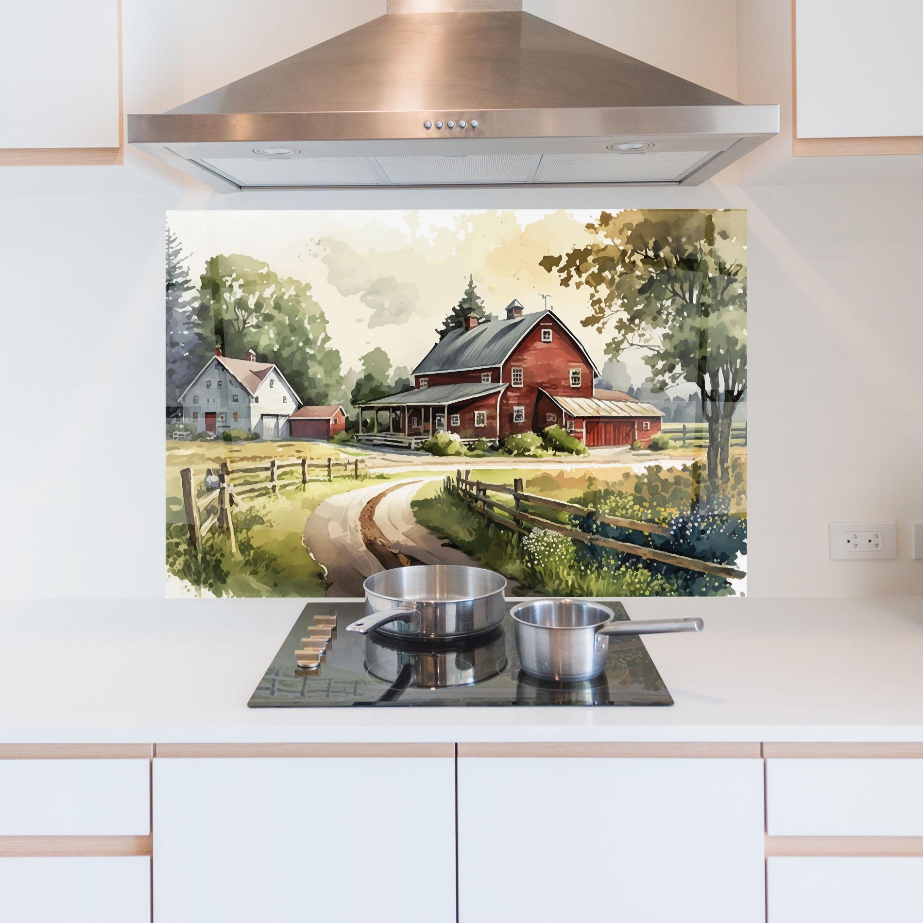Küchenrückwand Glas Farmhouse Painting mockup 5