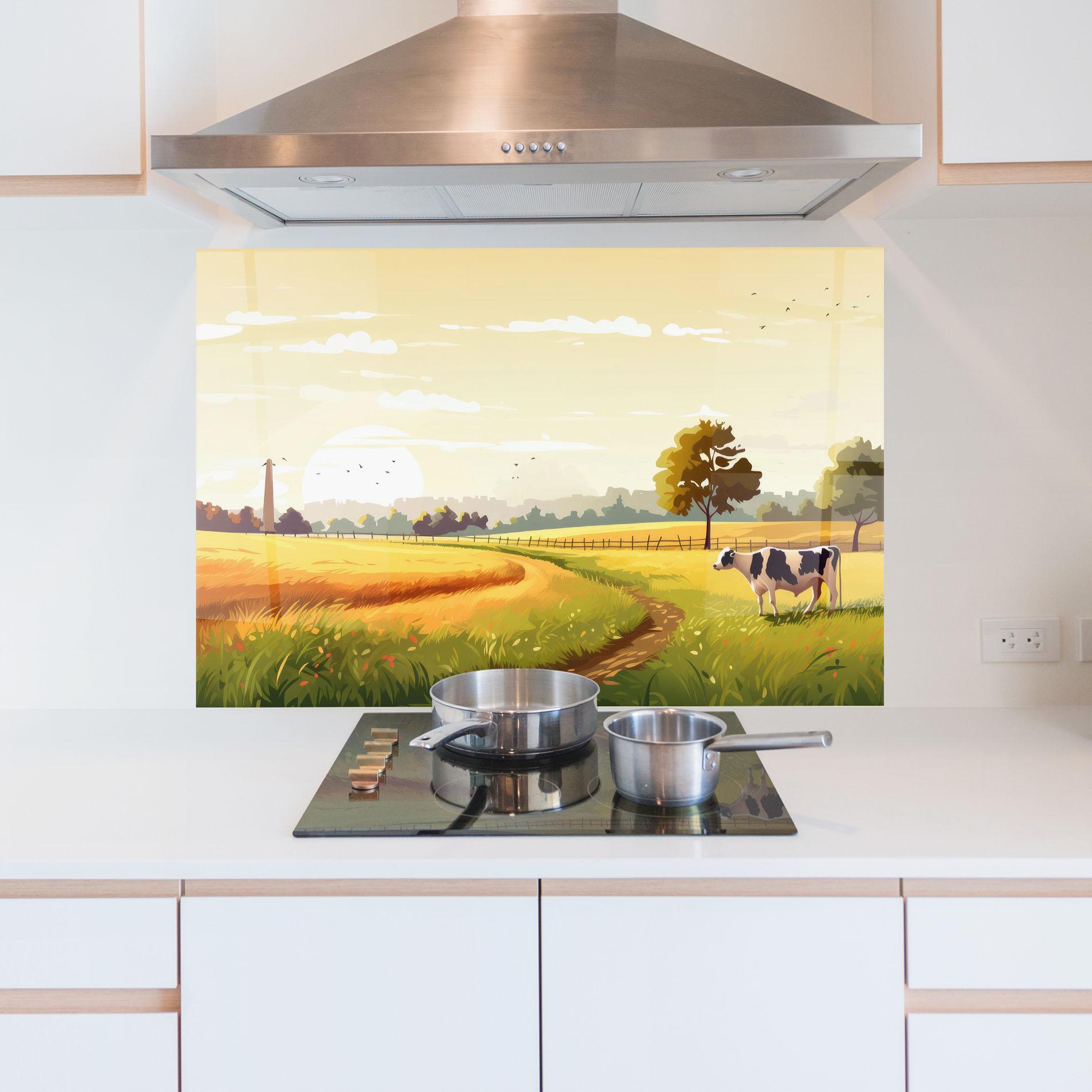 Küchenrückwand Glas Grazing Farm mockup 5