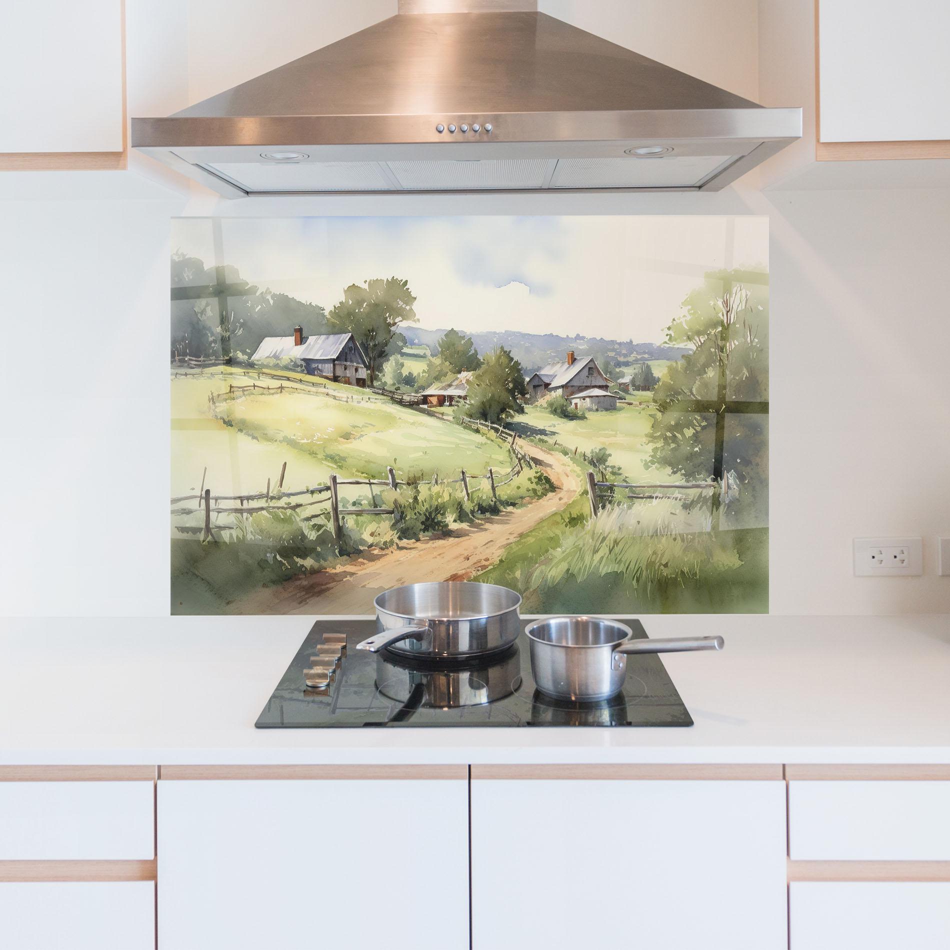 Küchenrückwand Glas Rural Farm mockup 5