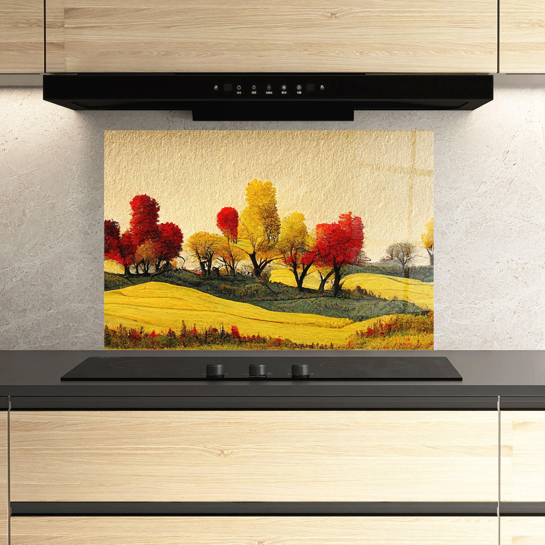 Küchenrückwand Glas Autumn Paper Style mockup 3