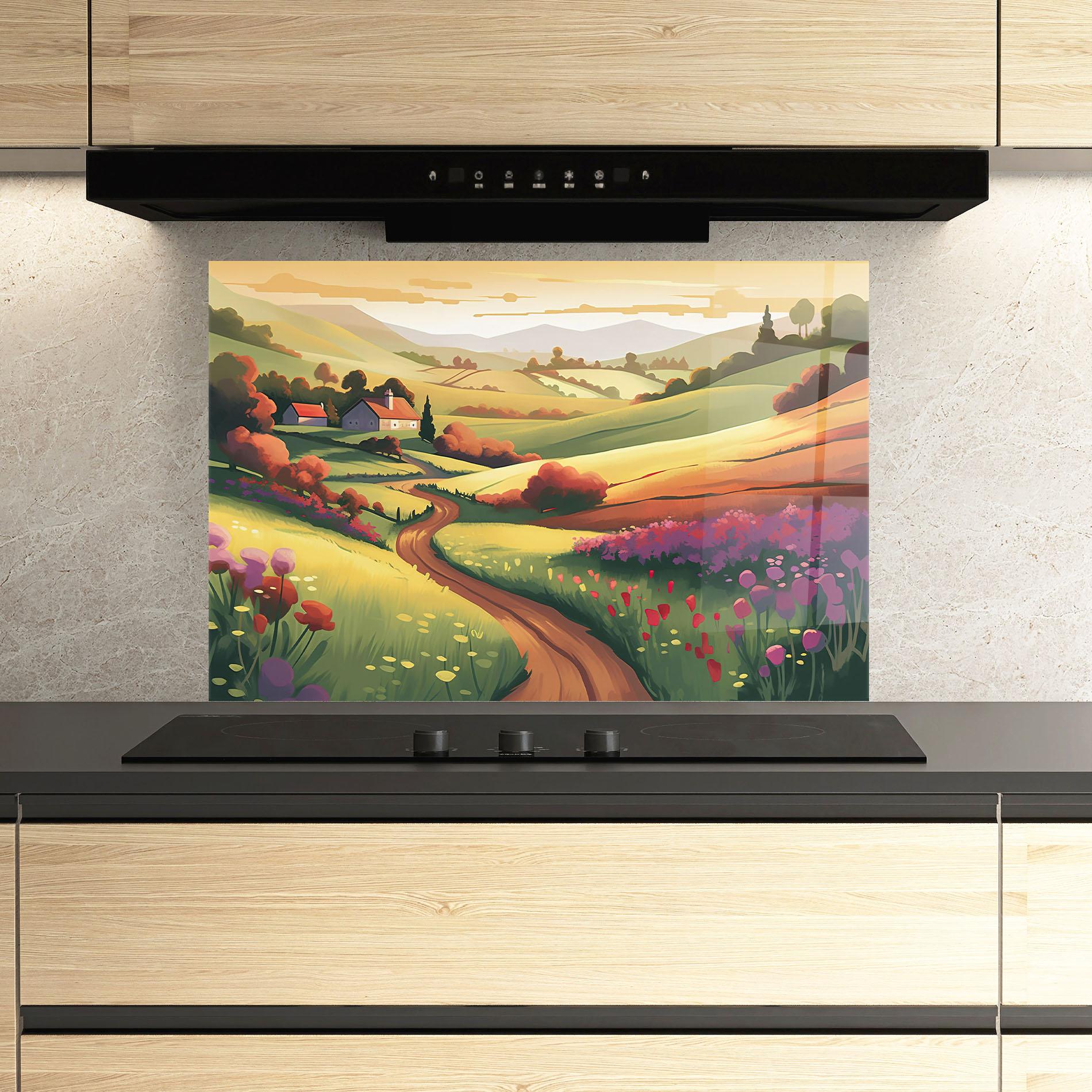 Küchenrückwand Glas Countryside Charm mockup 3