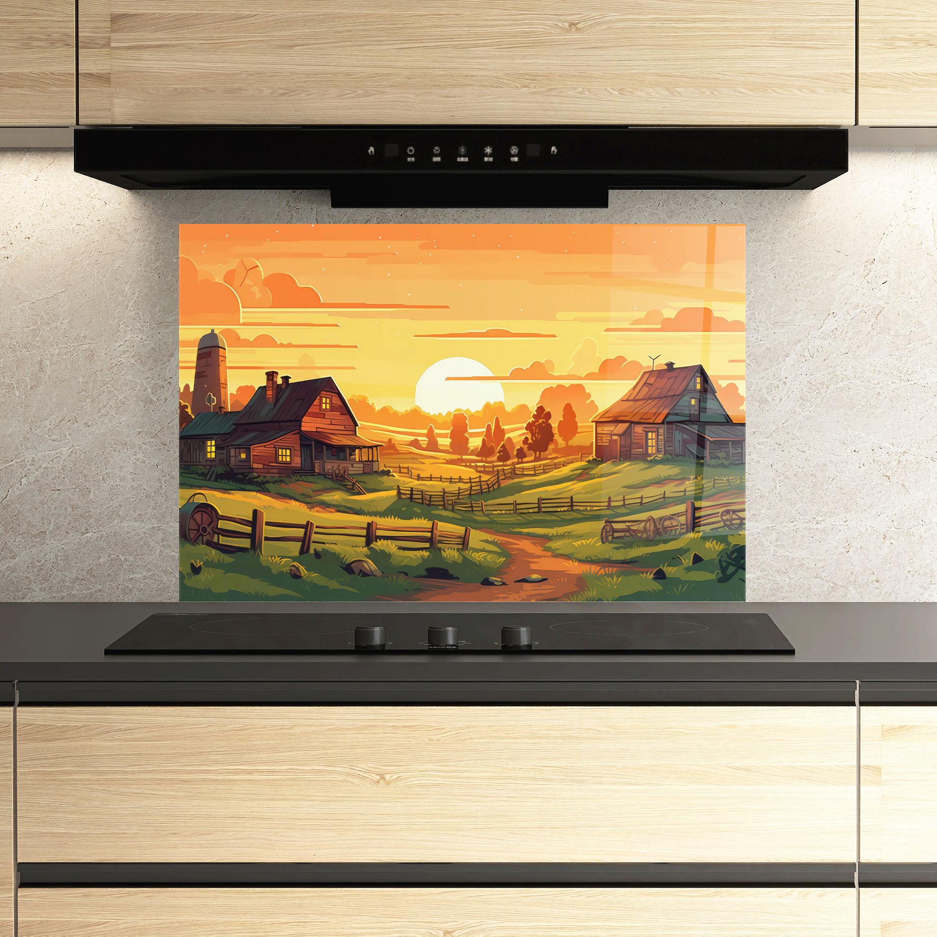 Küchenrückwand Glas Farmhouse Sunlight mockup 3