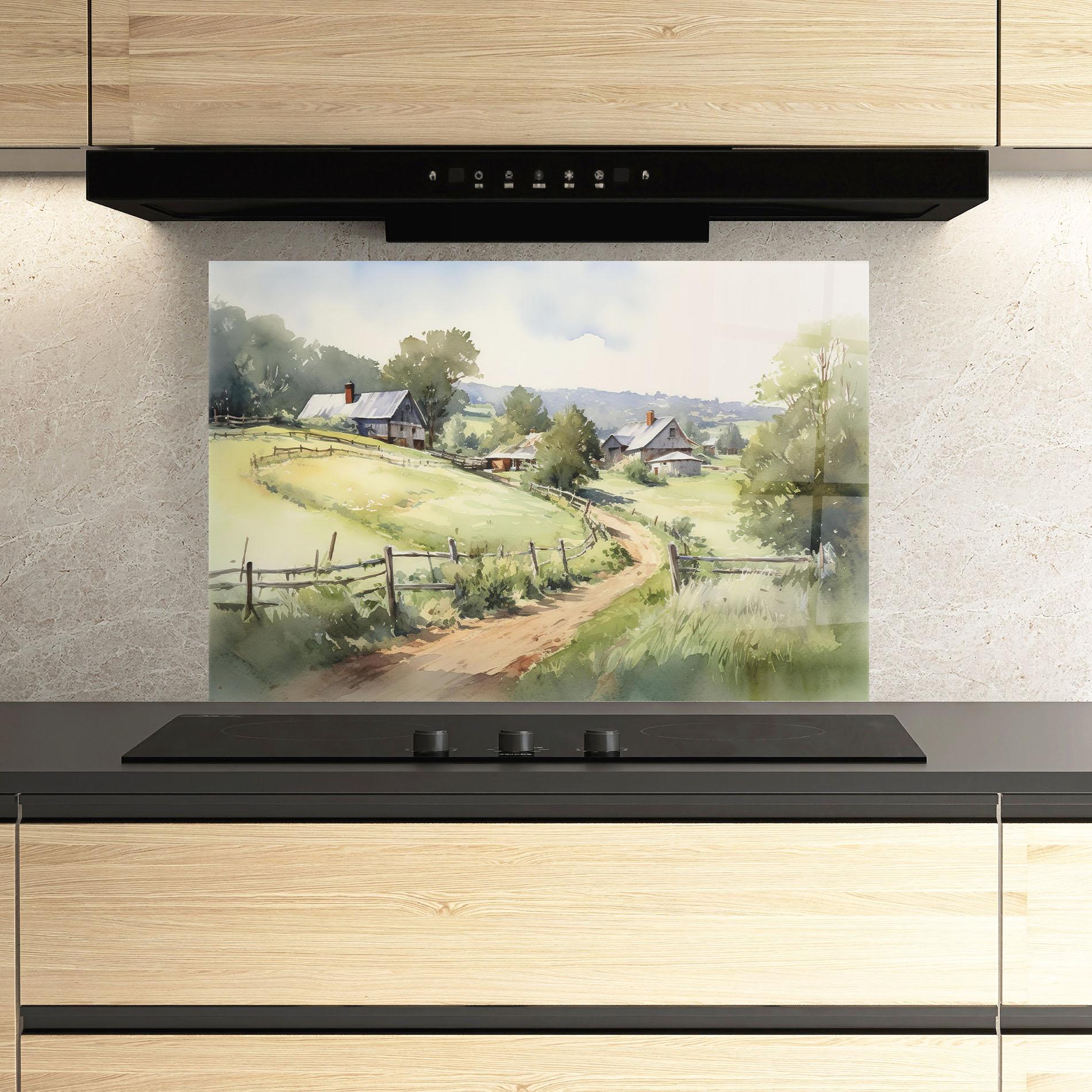 Küchenrückwand Glas Rural Farm mockup 3