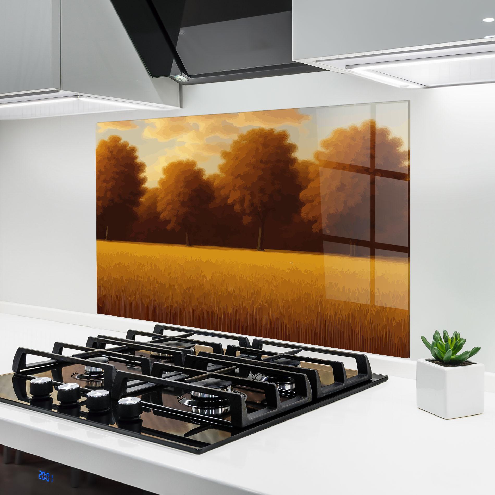 Küchenrückwand Glas Autumn Country Tree mockup 6
