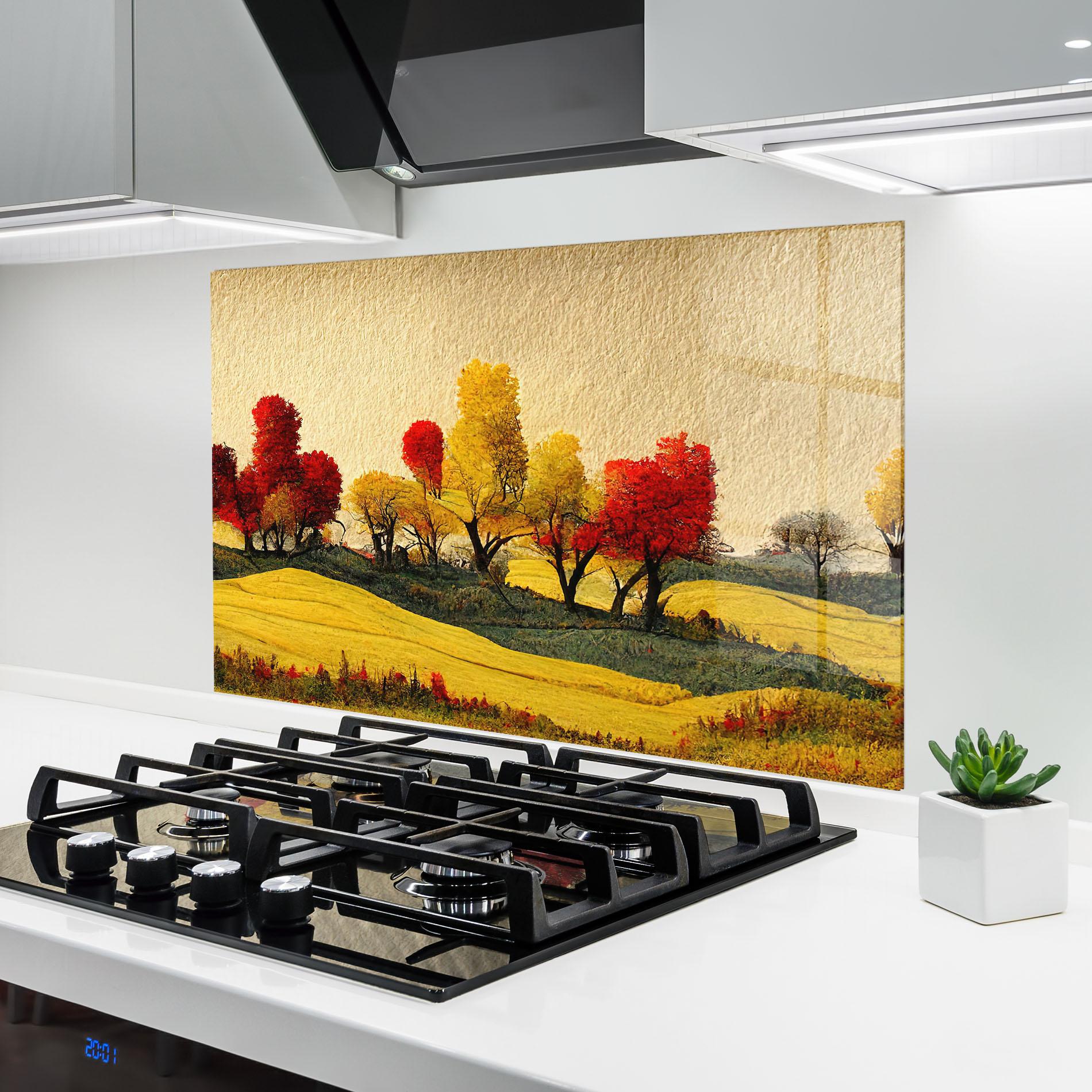 Küchenrückwand Glas Autumn Paper Style mockup 6