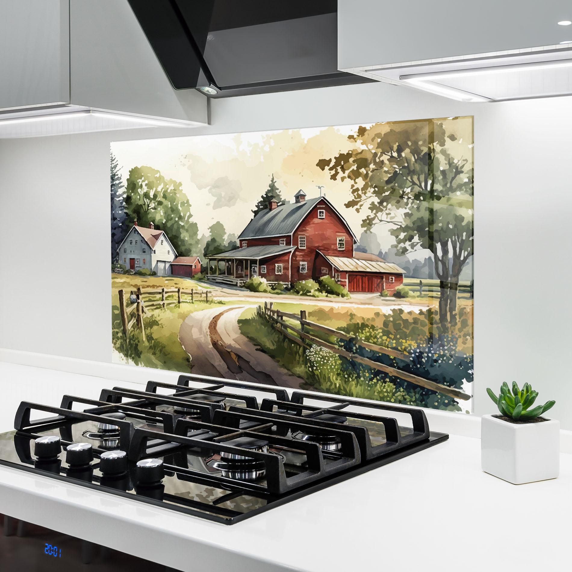 Küchenrückwand Glas Farmhouse Painting mockup 6