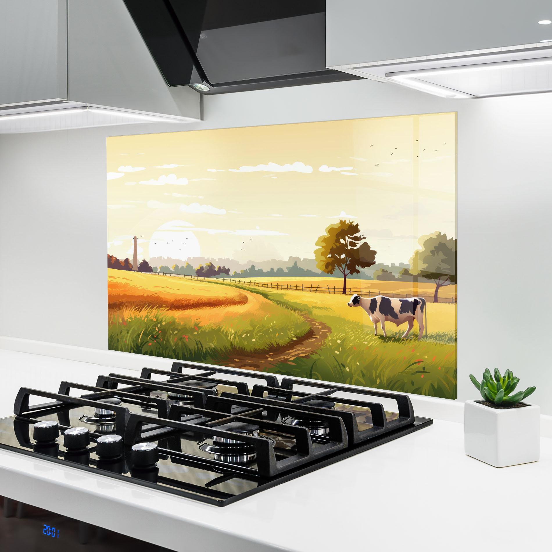 Küchenrückwand Glas Grazing Farm mockup 6