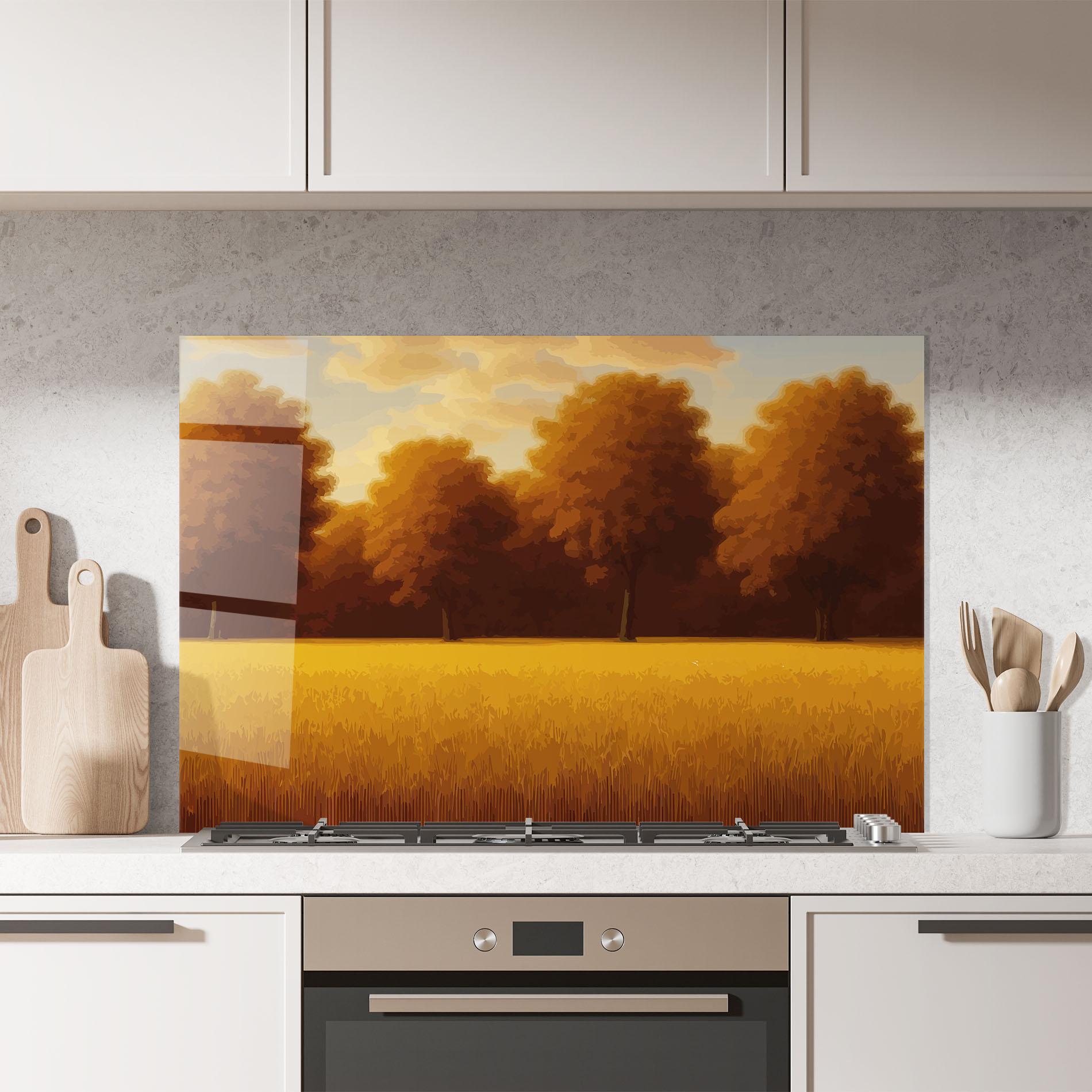 Küchenrückwand Glas Autumn Country Tree mockup 7