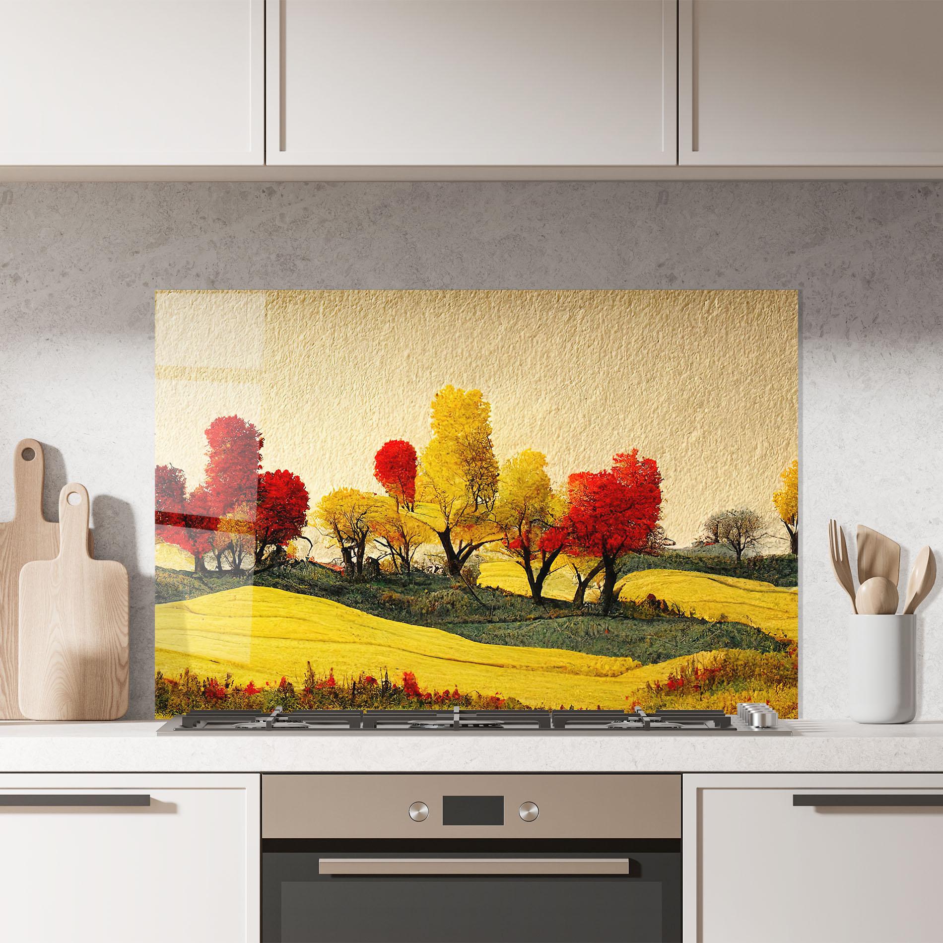 Küchenrückwand Glas Autumn Paper Style mockup 7