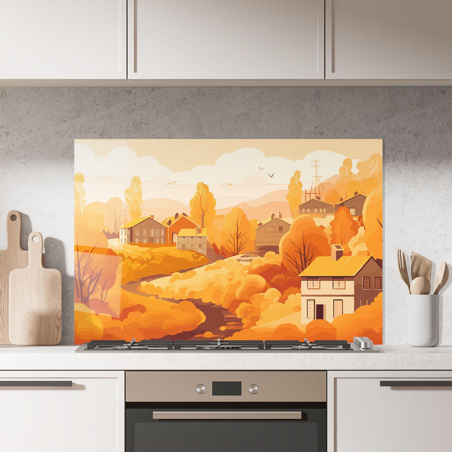 Küchenrückwand Glas Countryside Autumn mockup 7