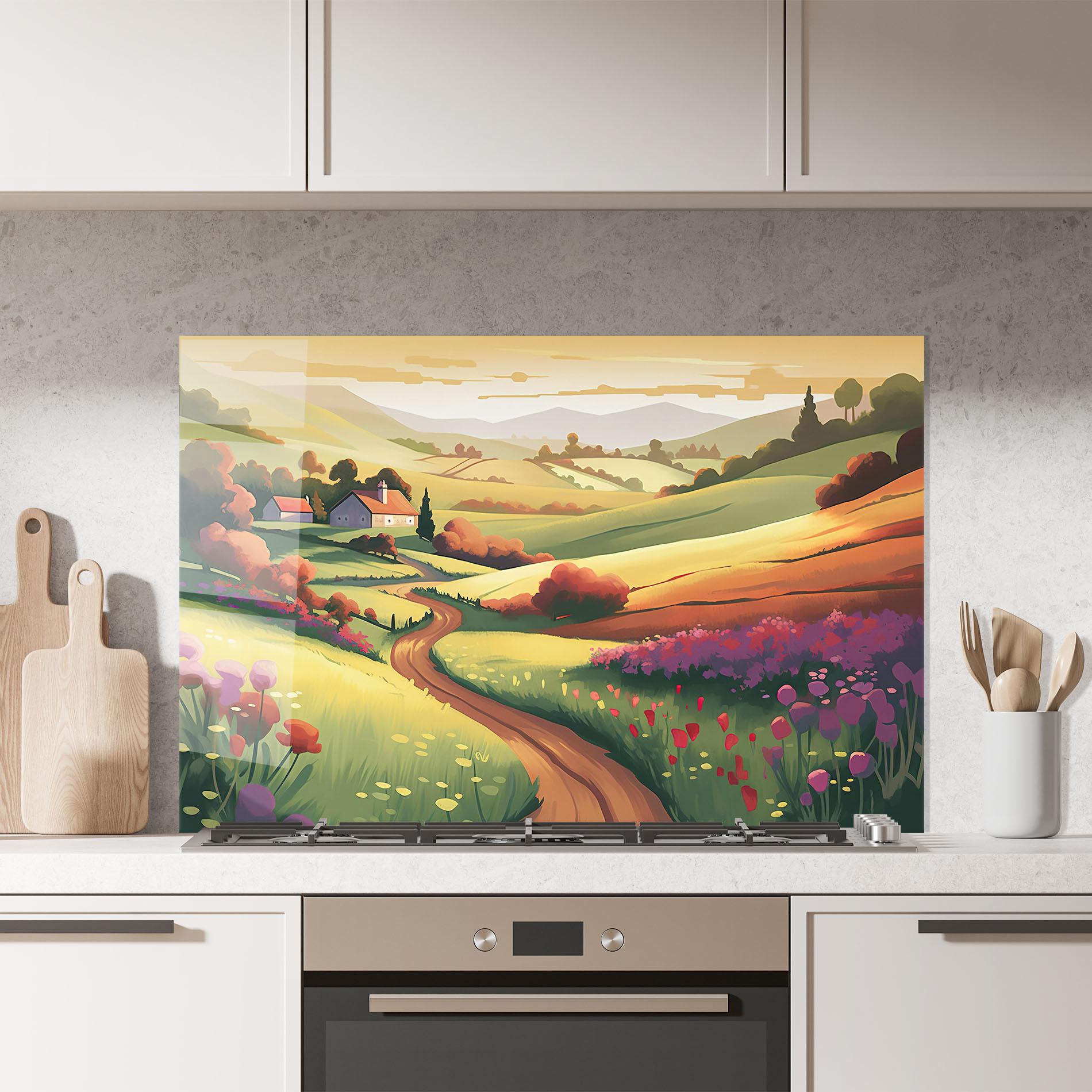 Küchenrückwand Glas Countryside Charm mockup 7