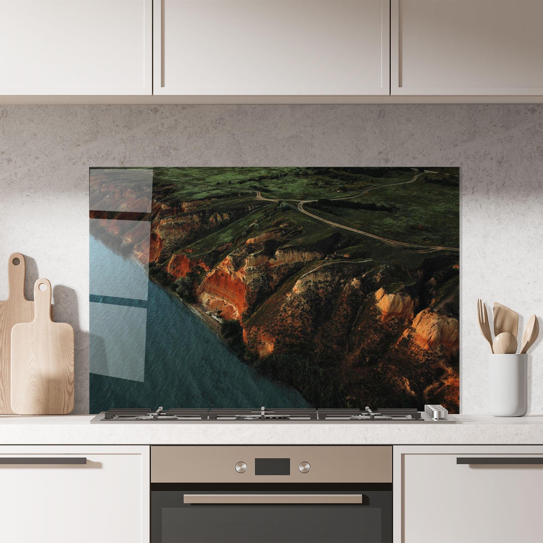 Küchenrückwand Glas End Of The Road mockup 7