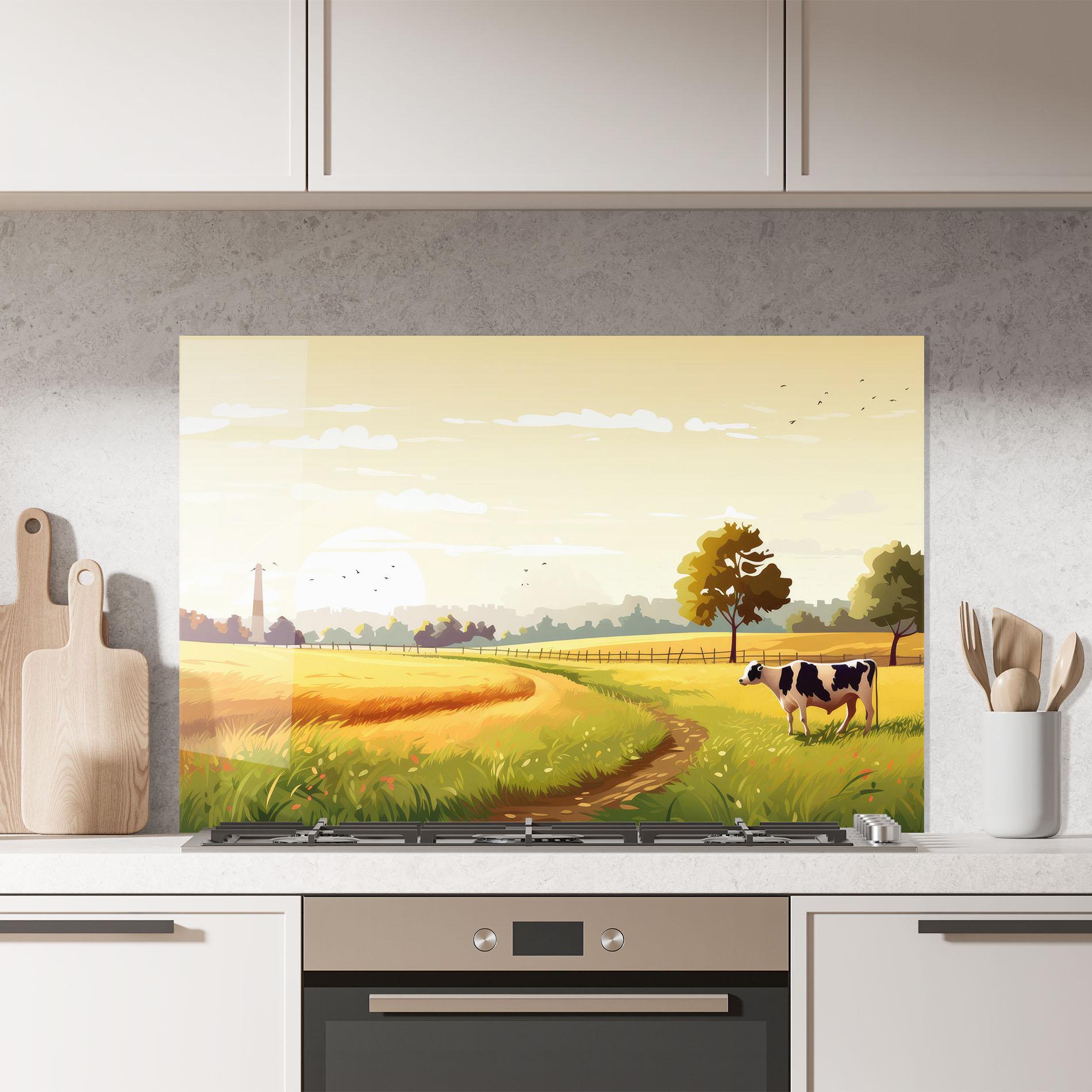 Küchenrückwand Glas Grazing Farm mockup 7
