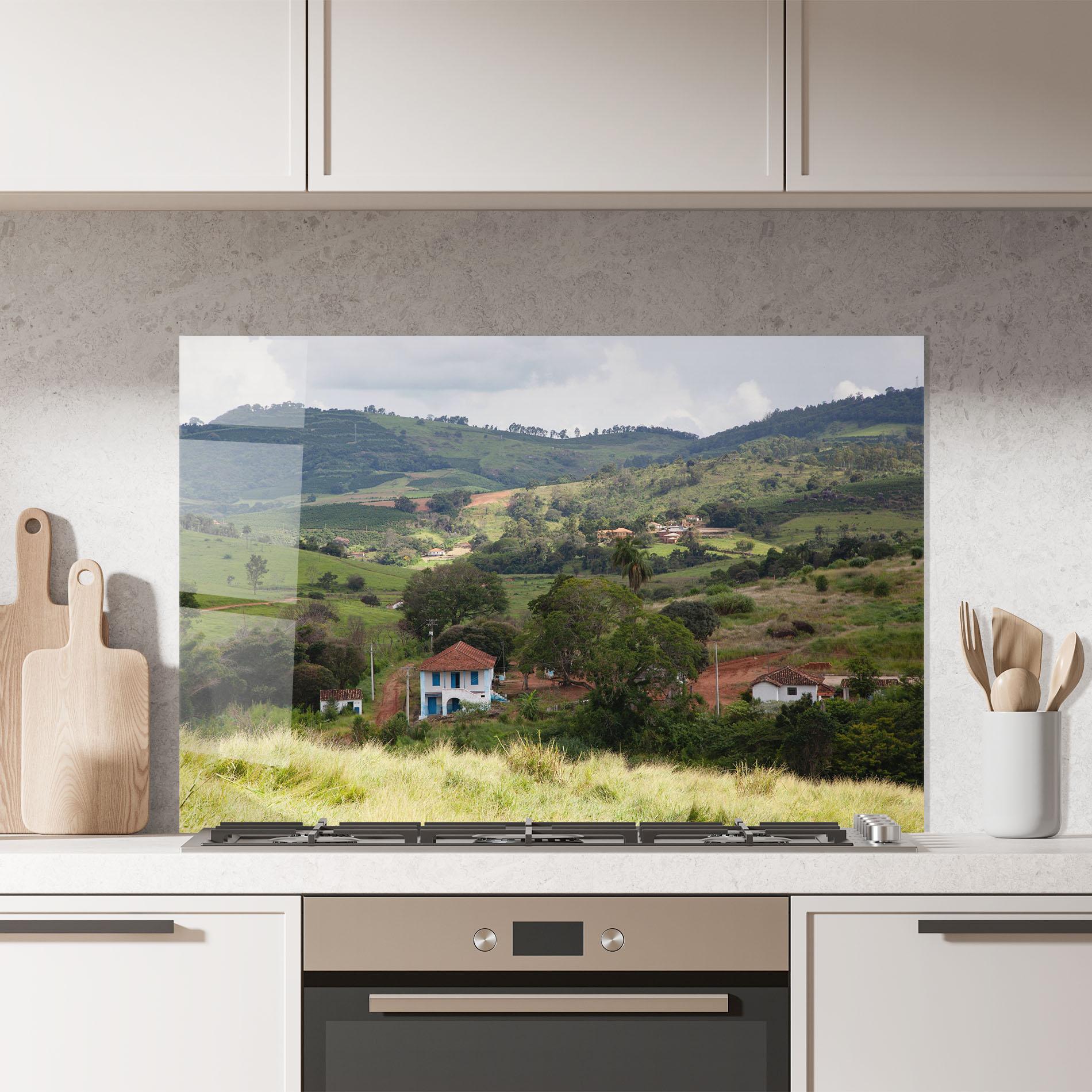 Küchenrückwand Glas Green Countryside mockup 7
