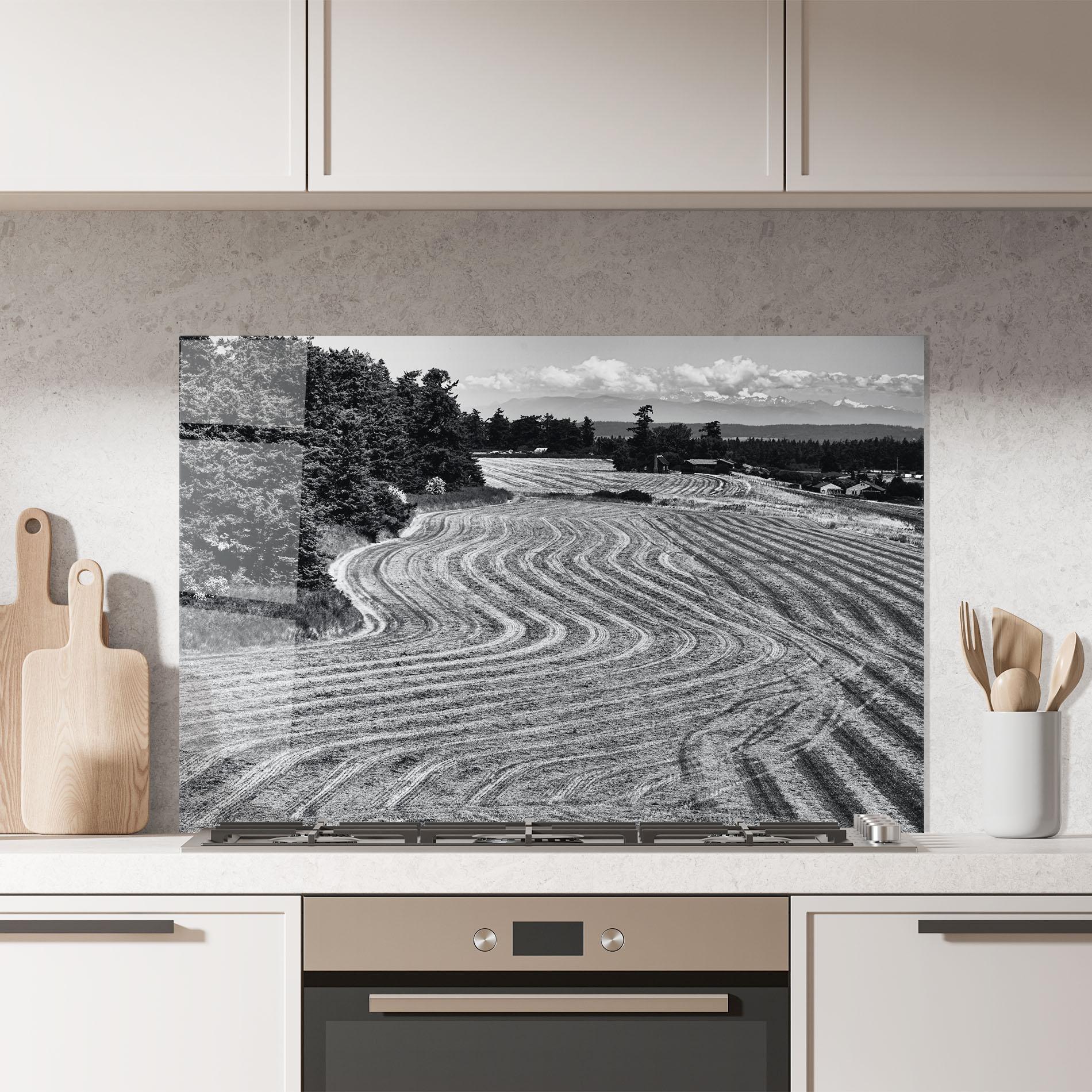 Küchenrückwand Glas Grey Land mockup 7