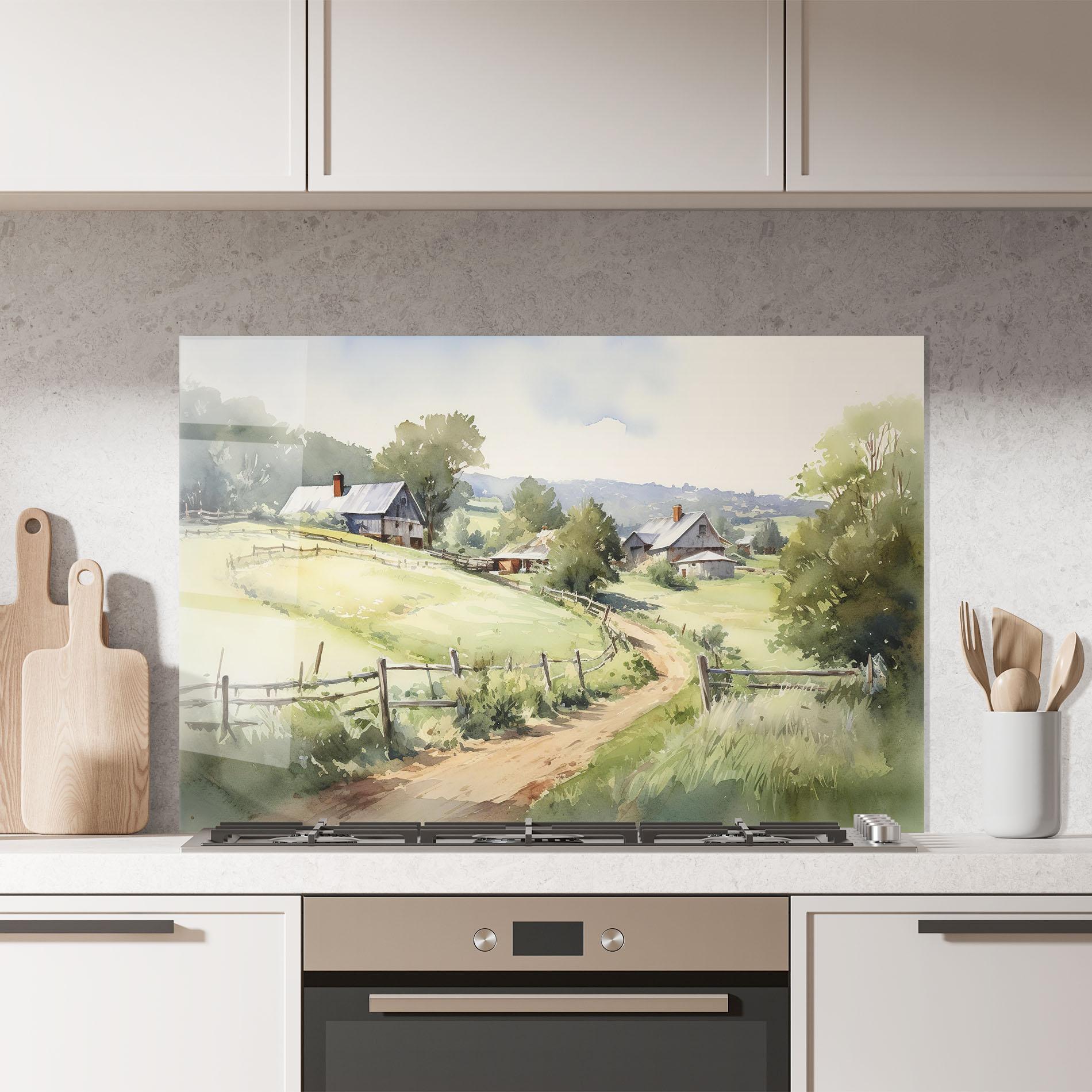 Küchenrückwand Glas Rural Farm mockup 7