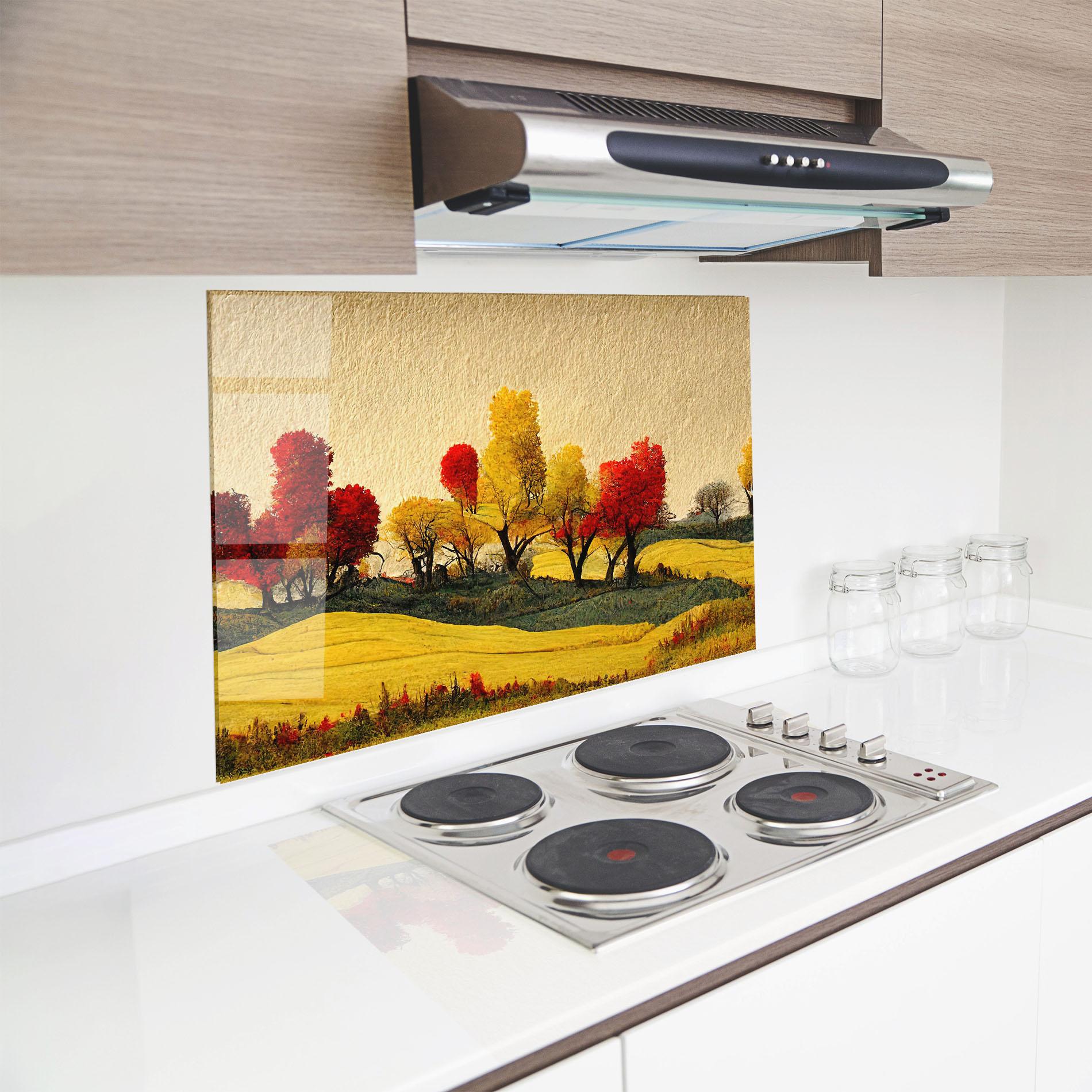 Küchenrückwand Glas Autumn Paper Style mockup 8