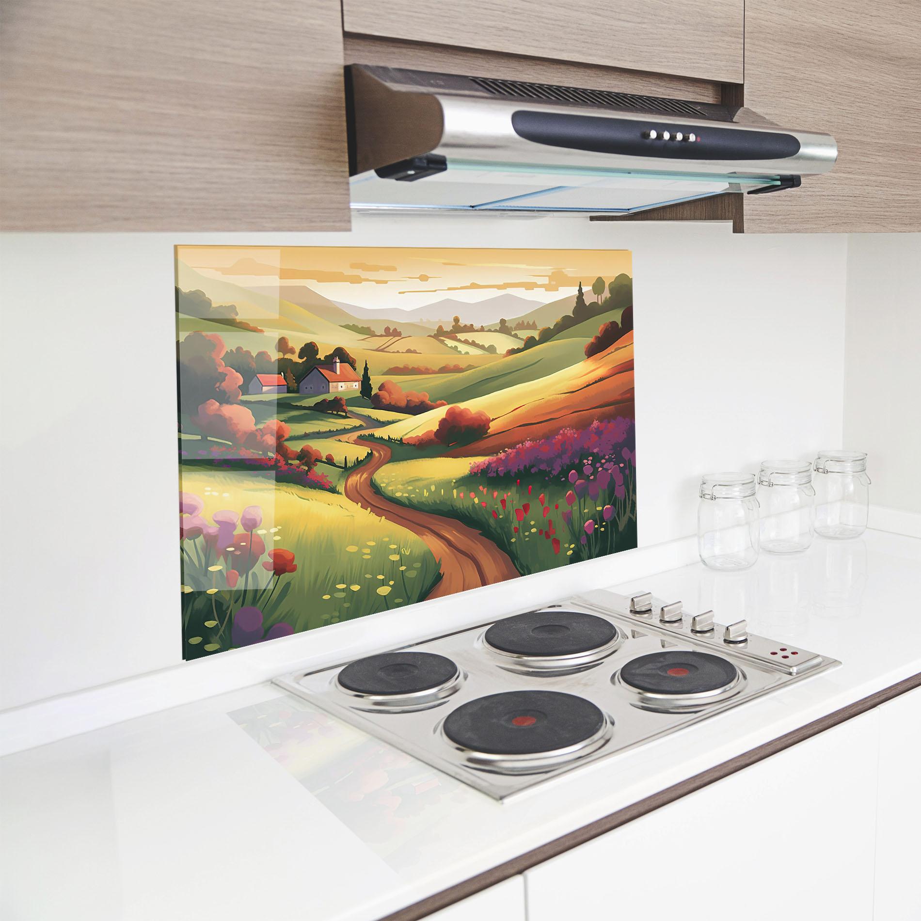 Küchenrückwand Glas Countryside Charm mockup 8