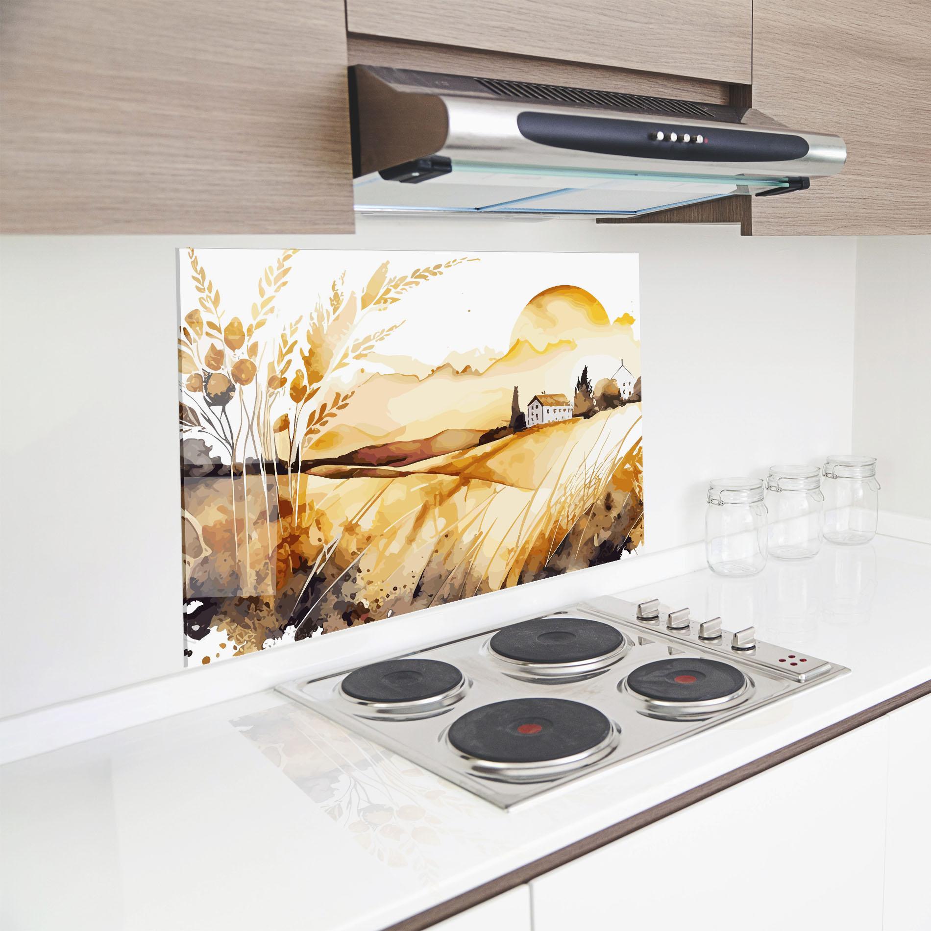 Küchenrückwand Glas Crops Field mockup 8