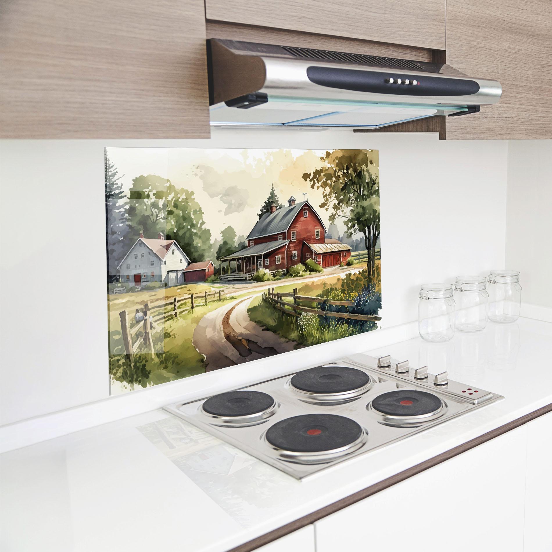 Küchenrückwand Glas Farmhouse Painting mockup 8
