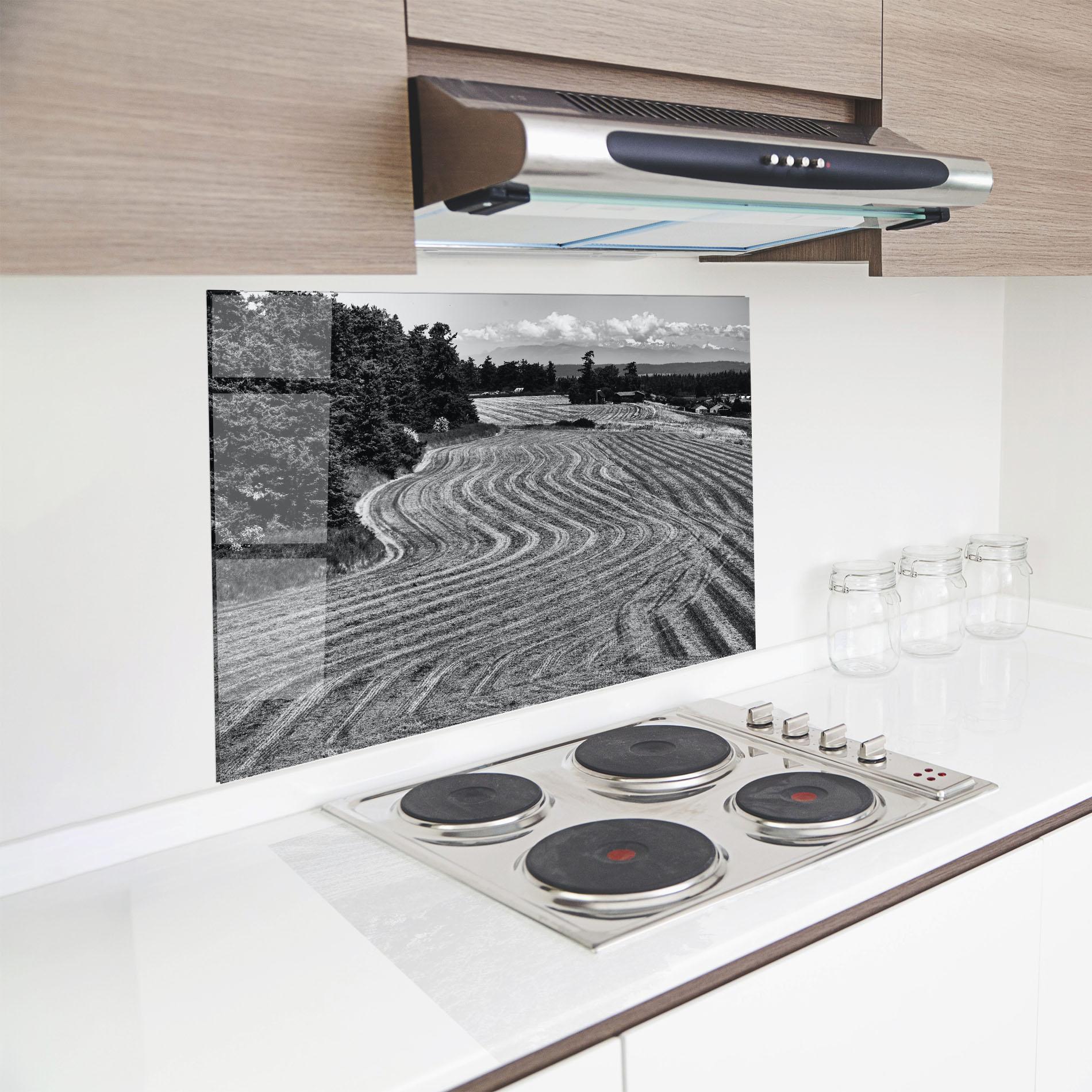Küchenrückwand Glas Grey Land mockup 8