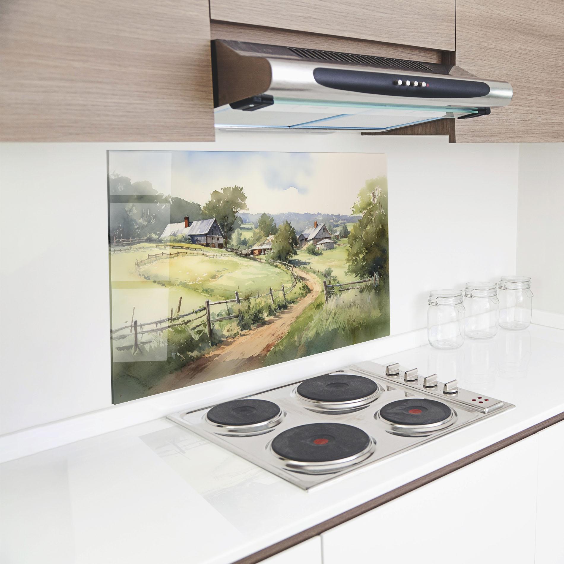 Küchenrückwand Glas Rural Farm mockup 8