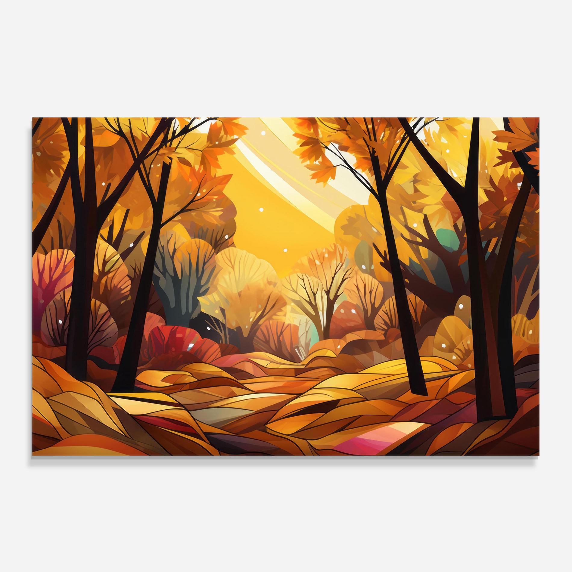 Küchenrückwand Glas Autumn Forest Art mockup 0