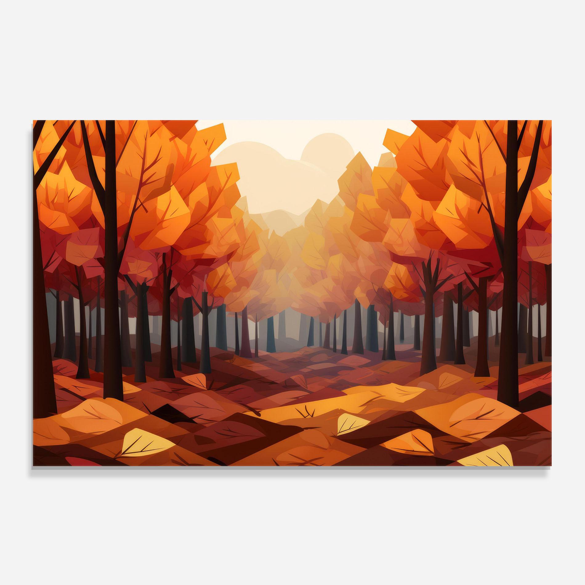 Küchenrückwand Glas Autumn Forest View mockup 0