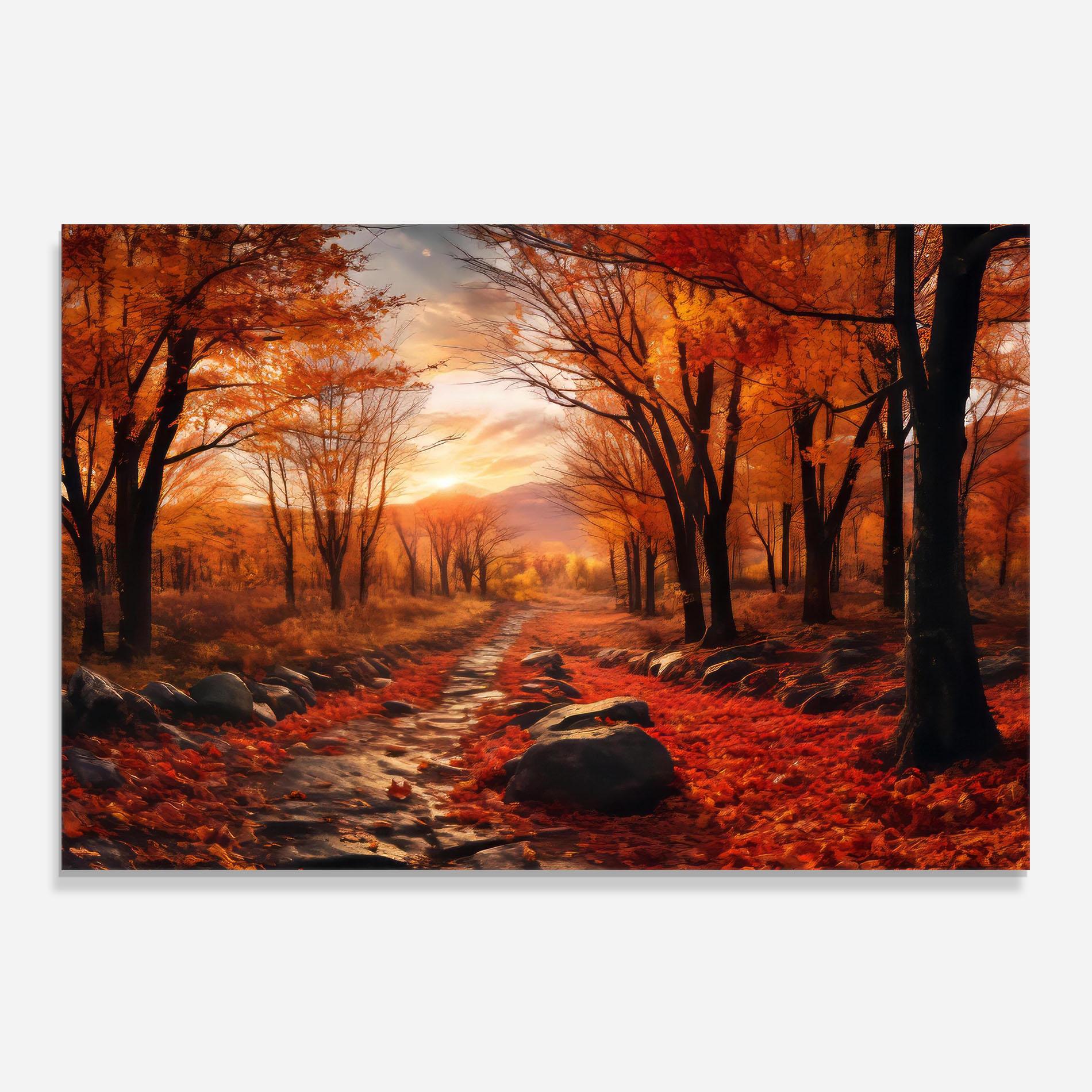 Küchenrückwand Glas Autumn Path mockup 0