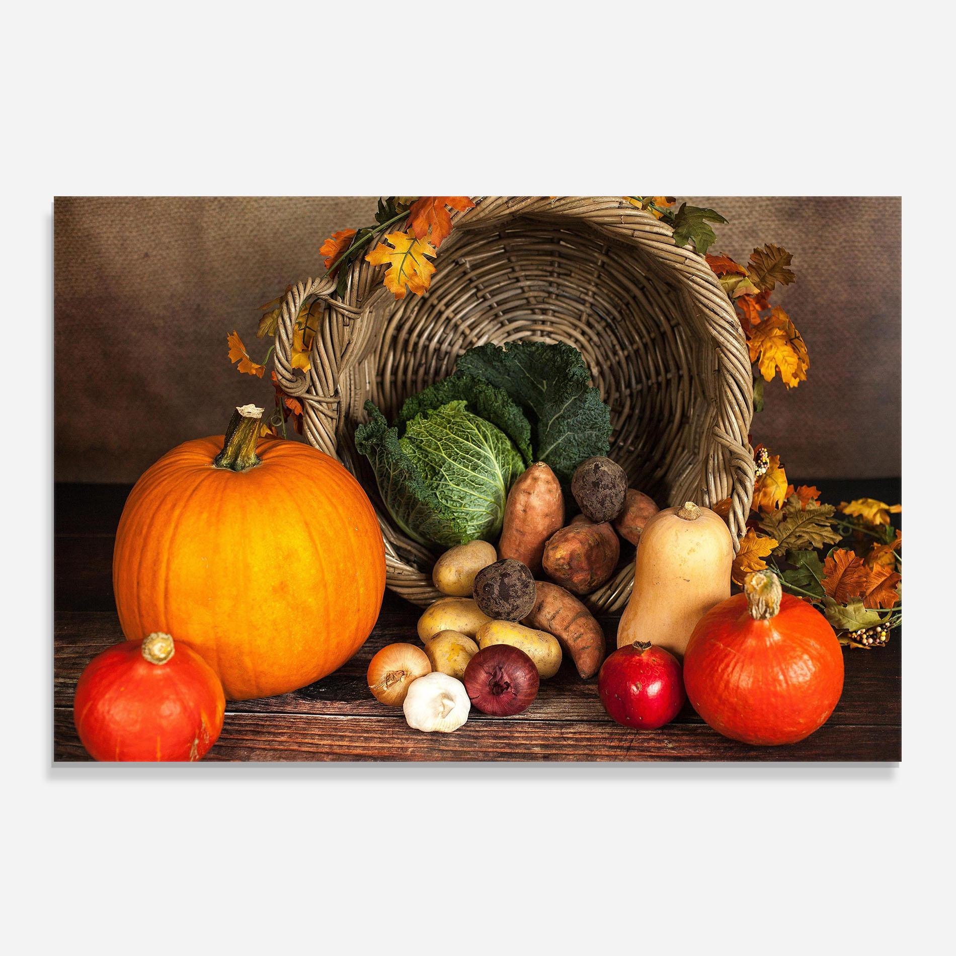 Küchenrückwand Glas Autumn Vegetables mockup 0
