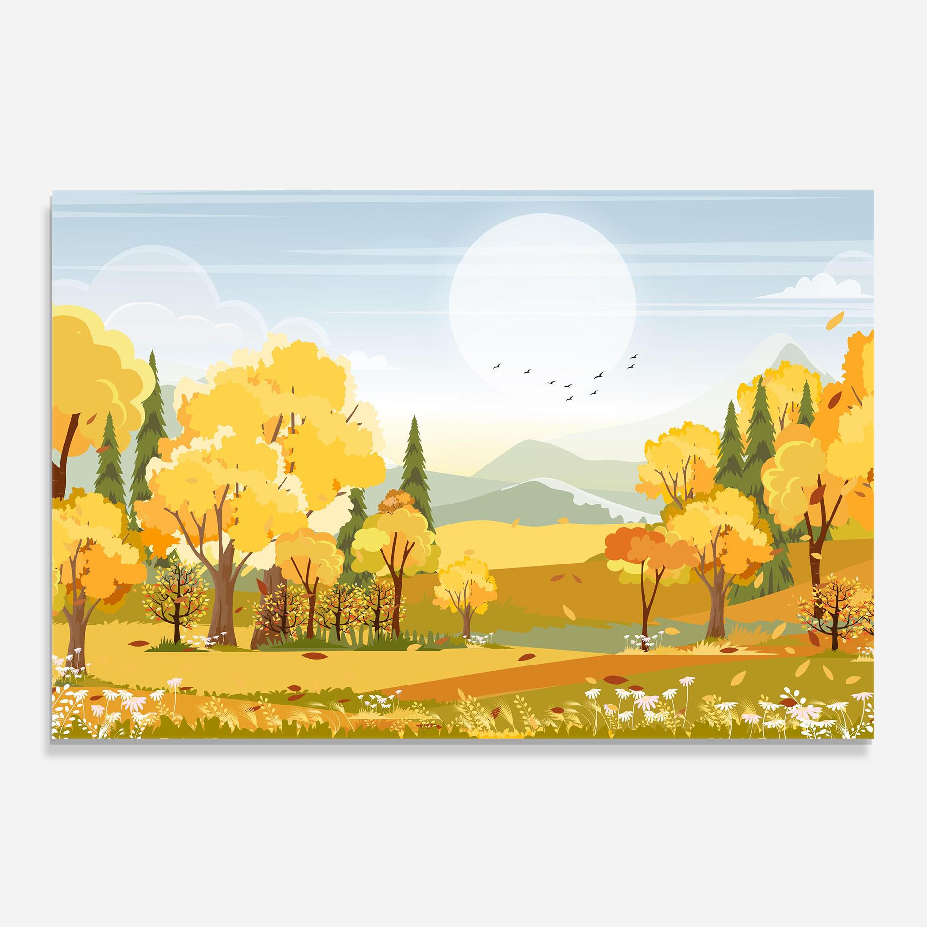 Küchenrückwand Glas Autumn Yellow View mockup 0