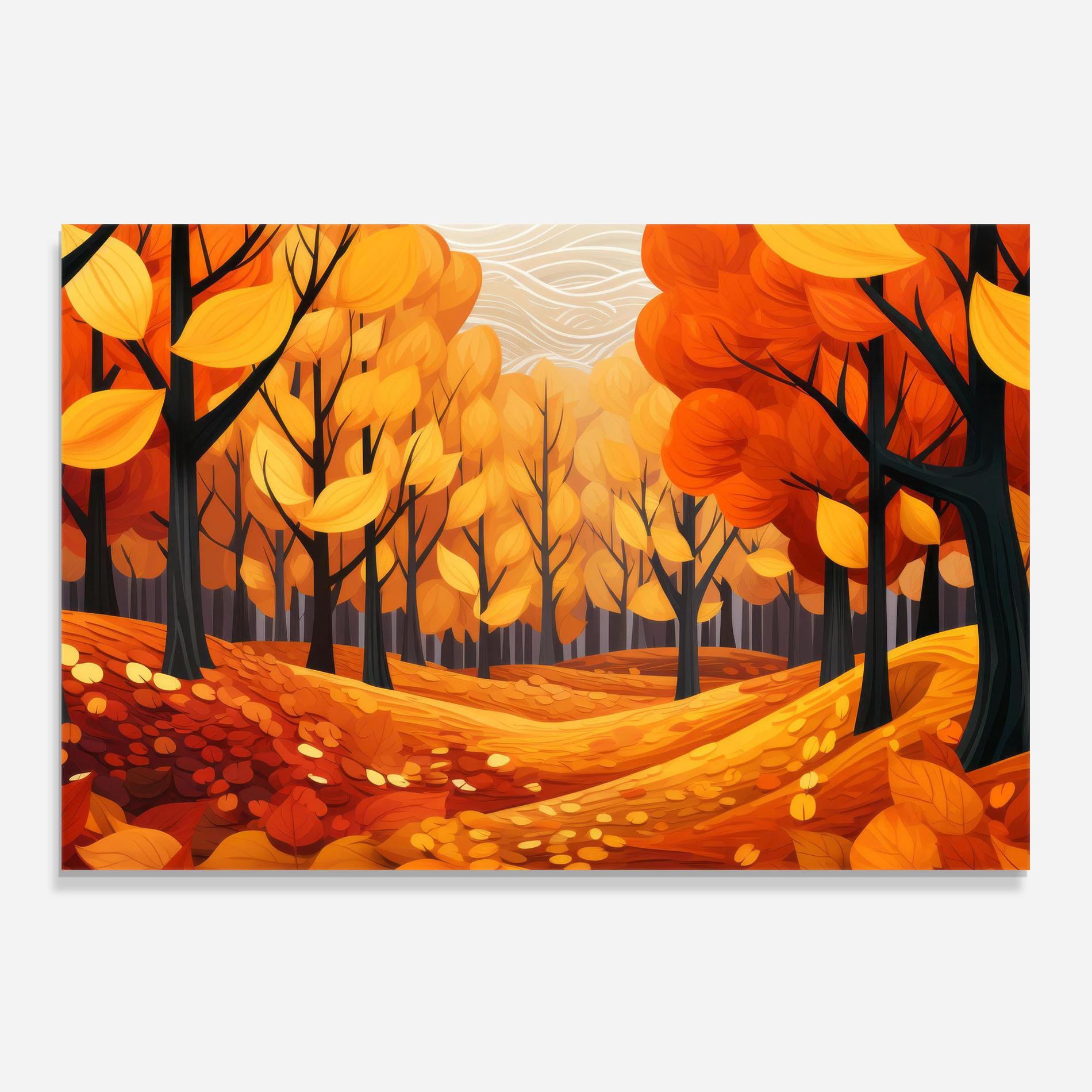Küchenrückwand Glas Orange Trees Forest mockup 0