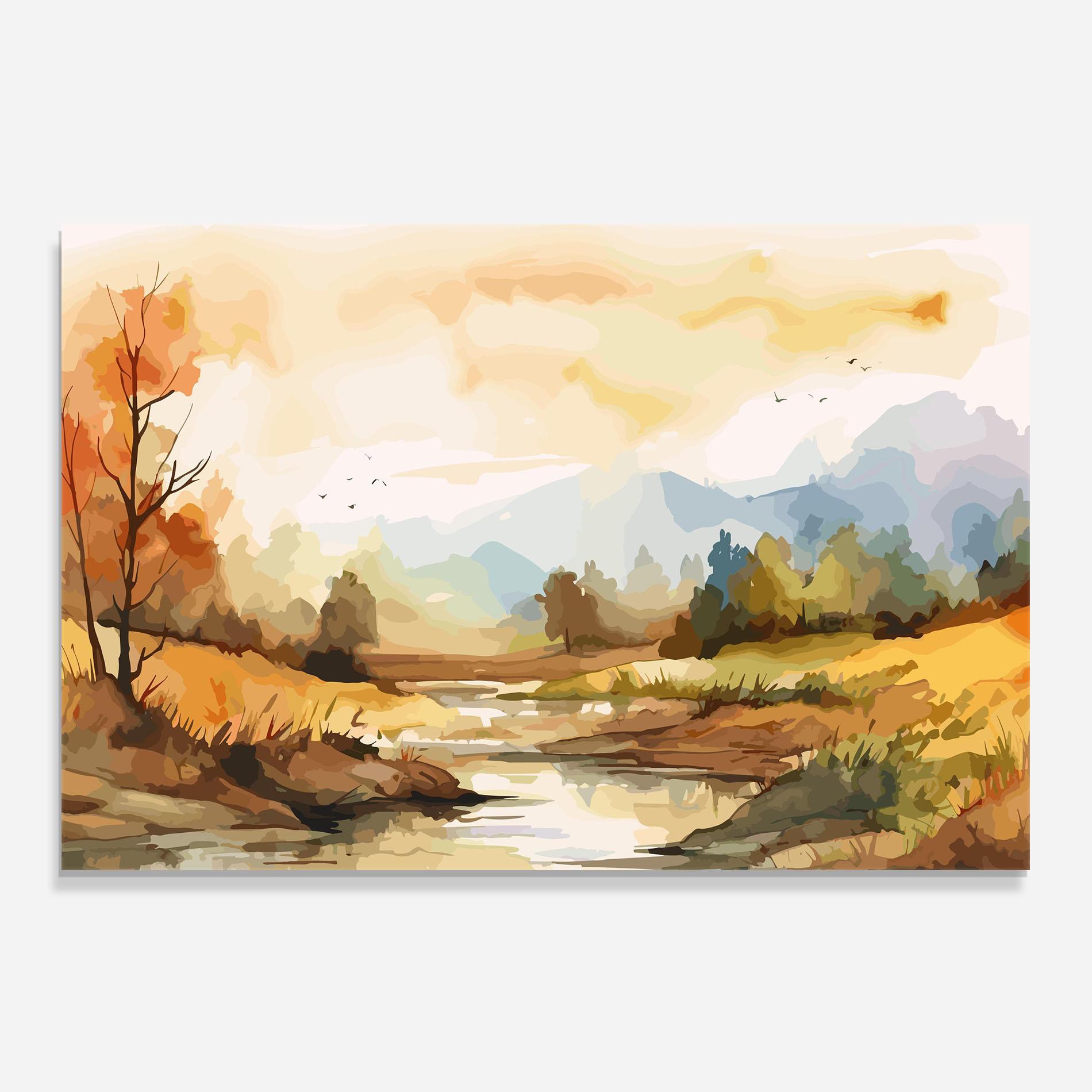 Küchenrückwand Glas Orange Yellow Autumn mockup 0