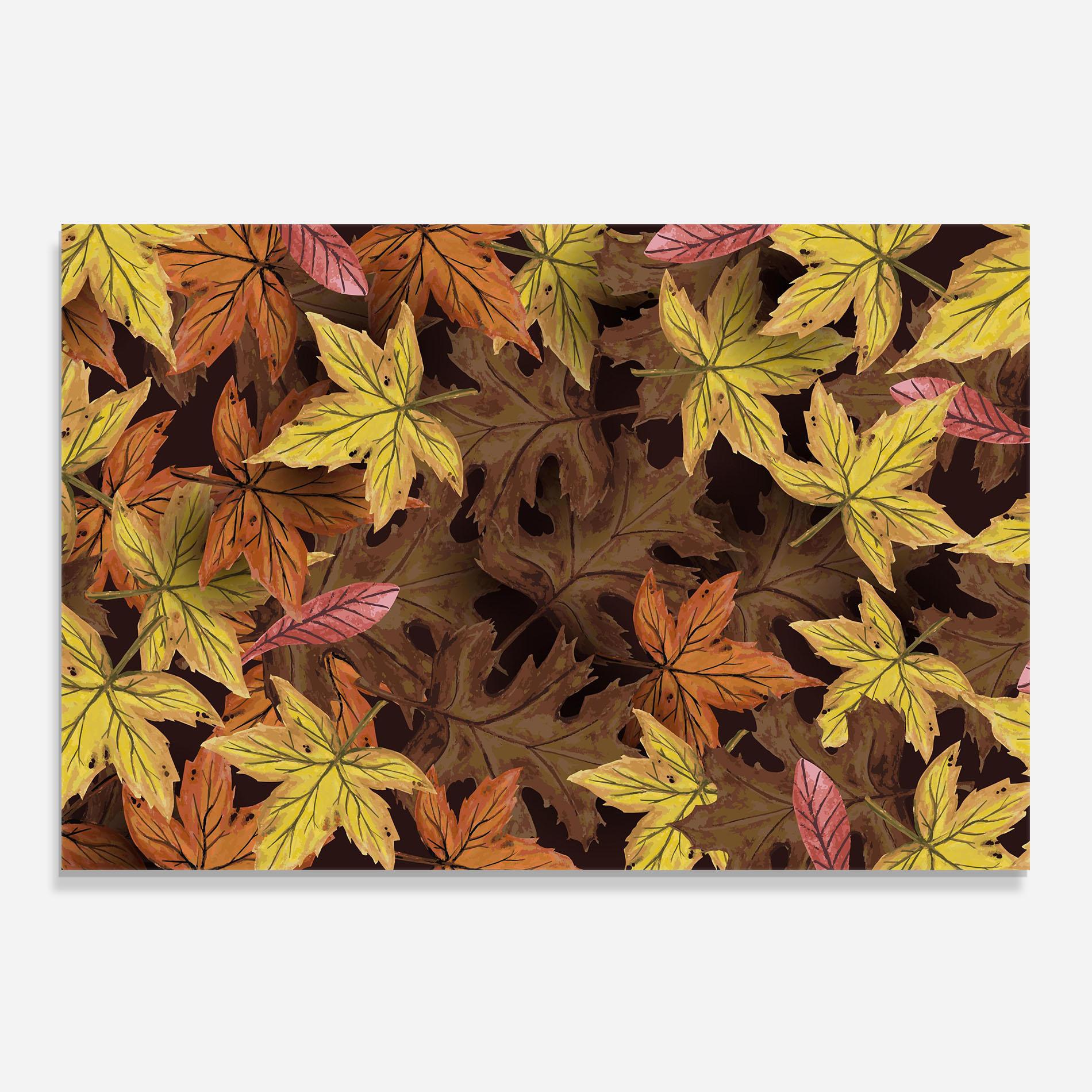 Küchenrückwand Glas Painted Leaves mockup 0