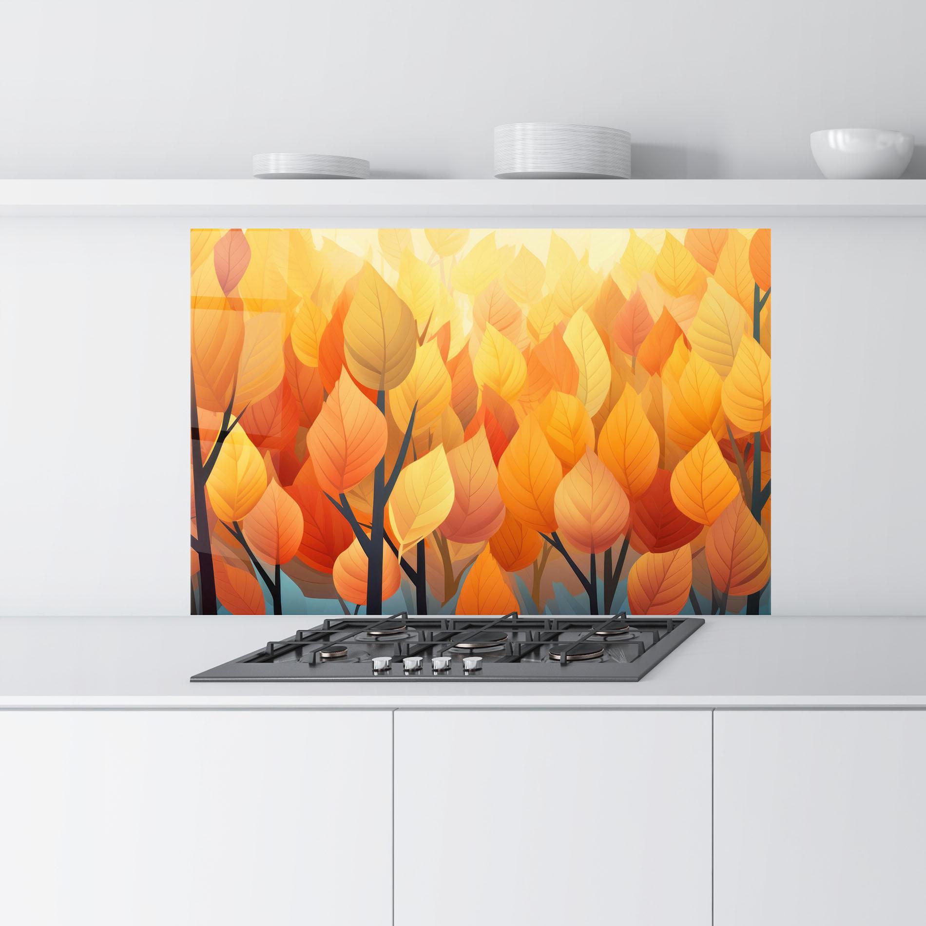 Küchenrückwand Glas Autumn Leaves mockup 9