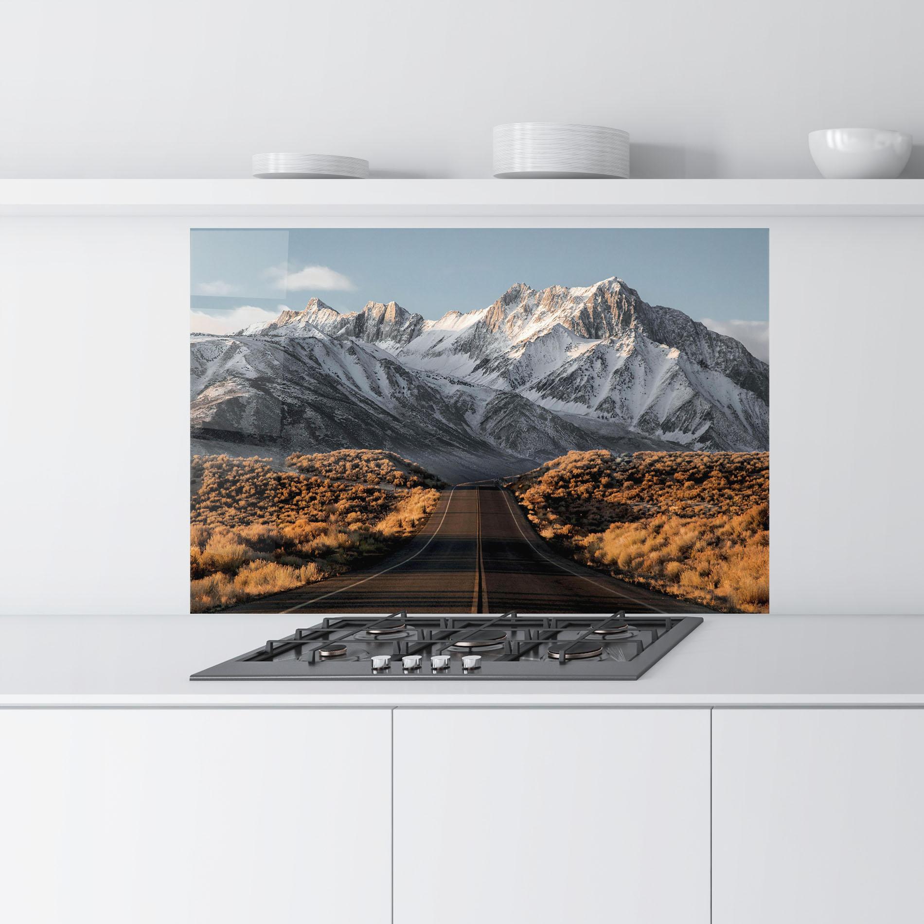 Küchenrückwand Glas Autumn Mountain View mockup 9