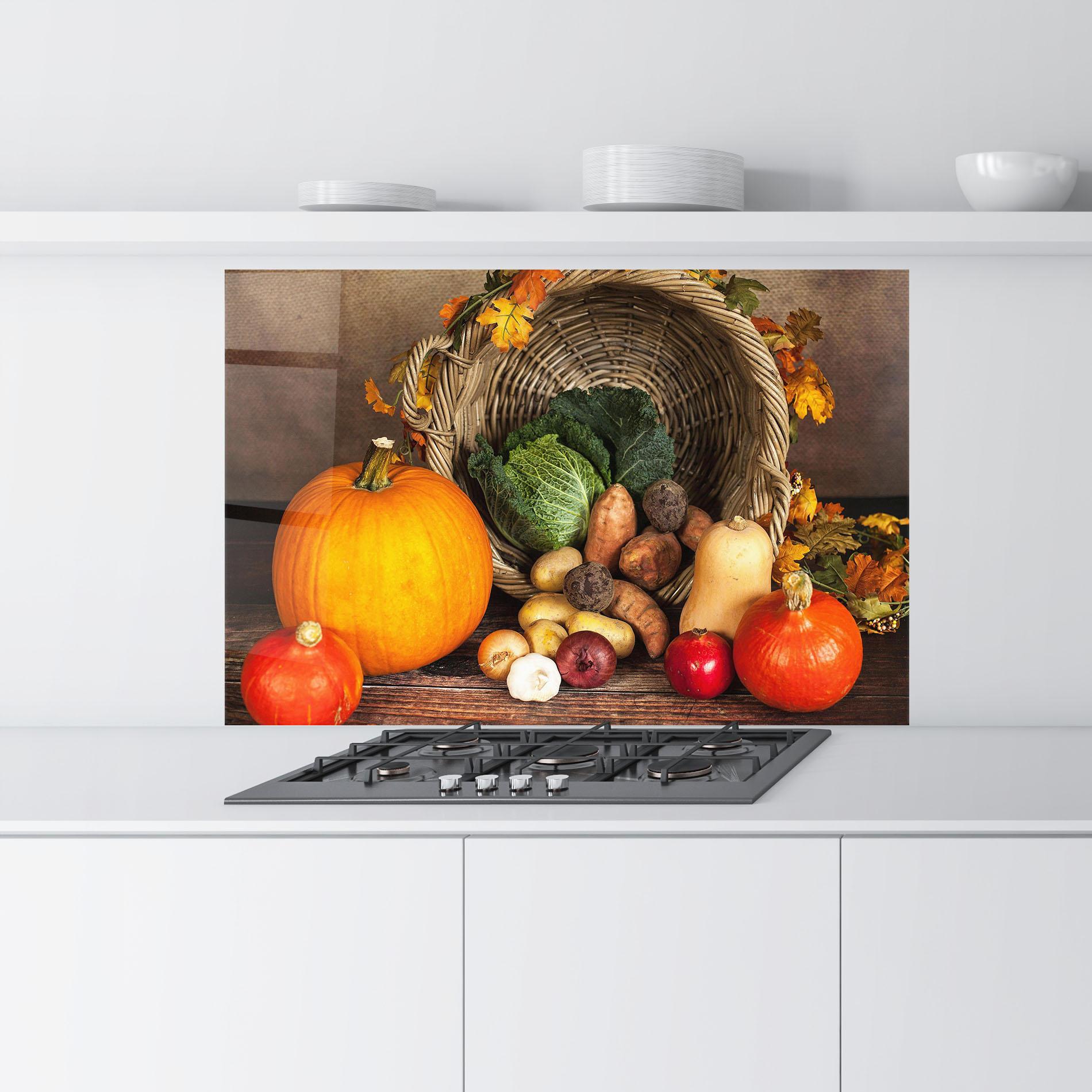 Küchenrückwand Glas Autumn Vegetables mockup 9