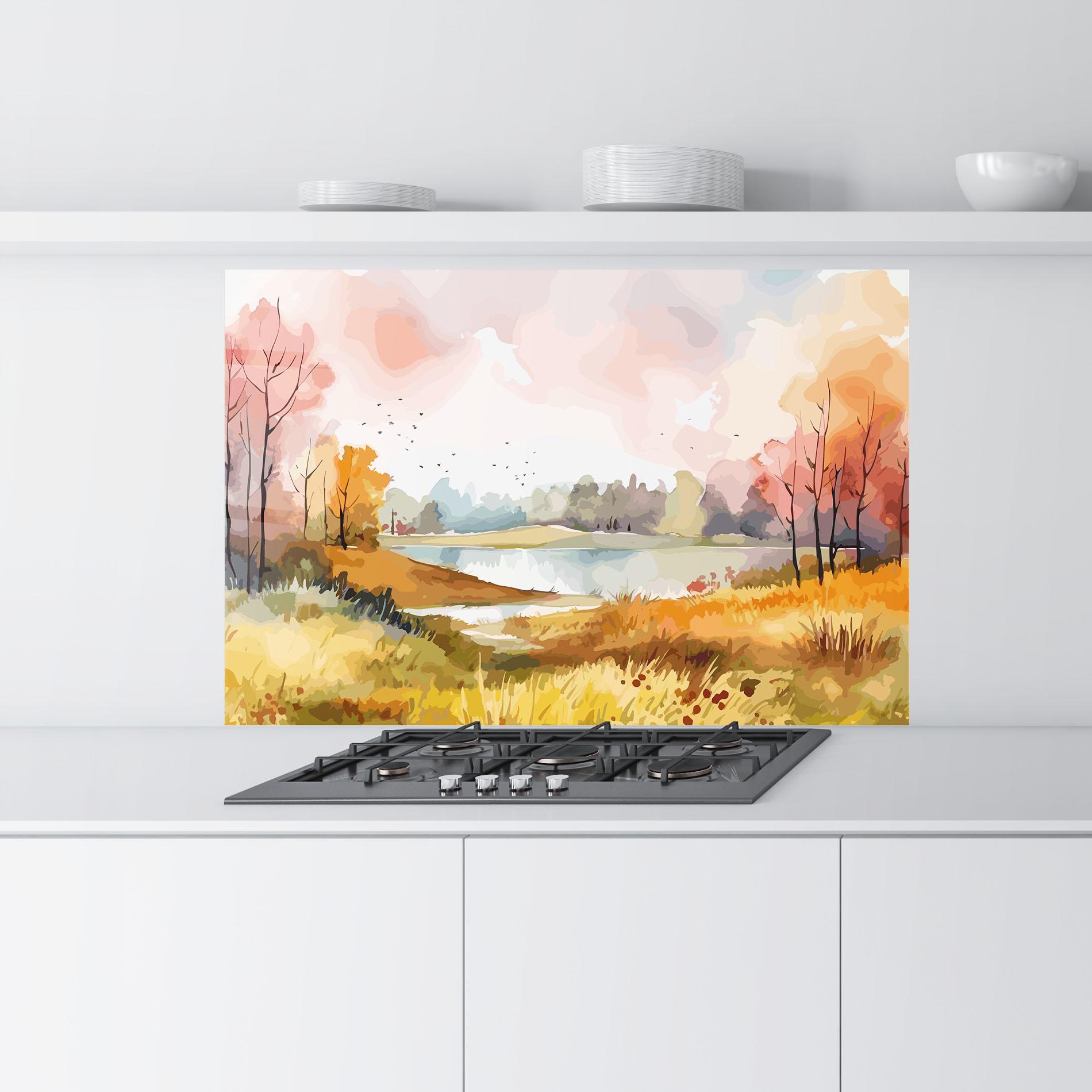 Küchenrückwand Glas Autumn Watercolor mockup 9