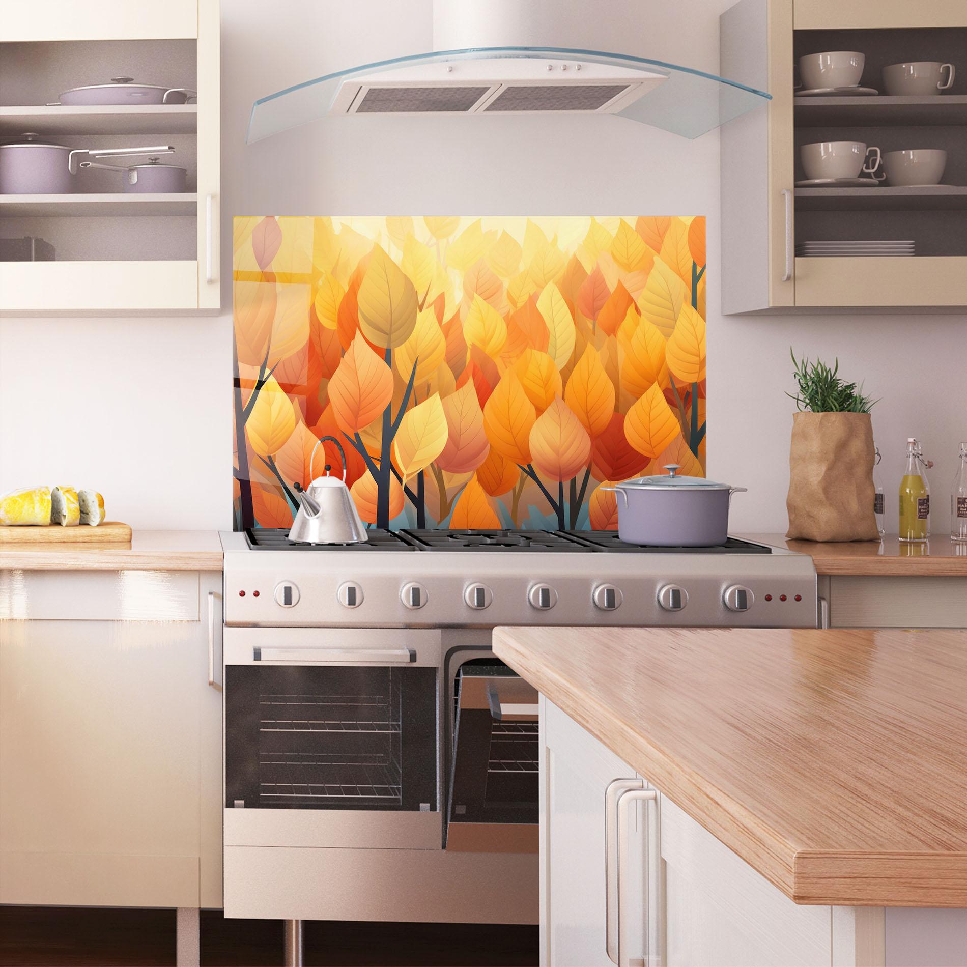 Küchenrückwand Glas Autumn Leaves mockup 1