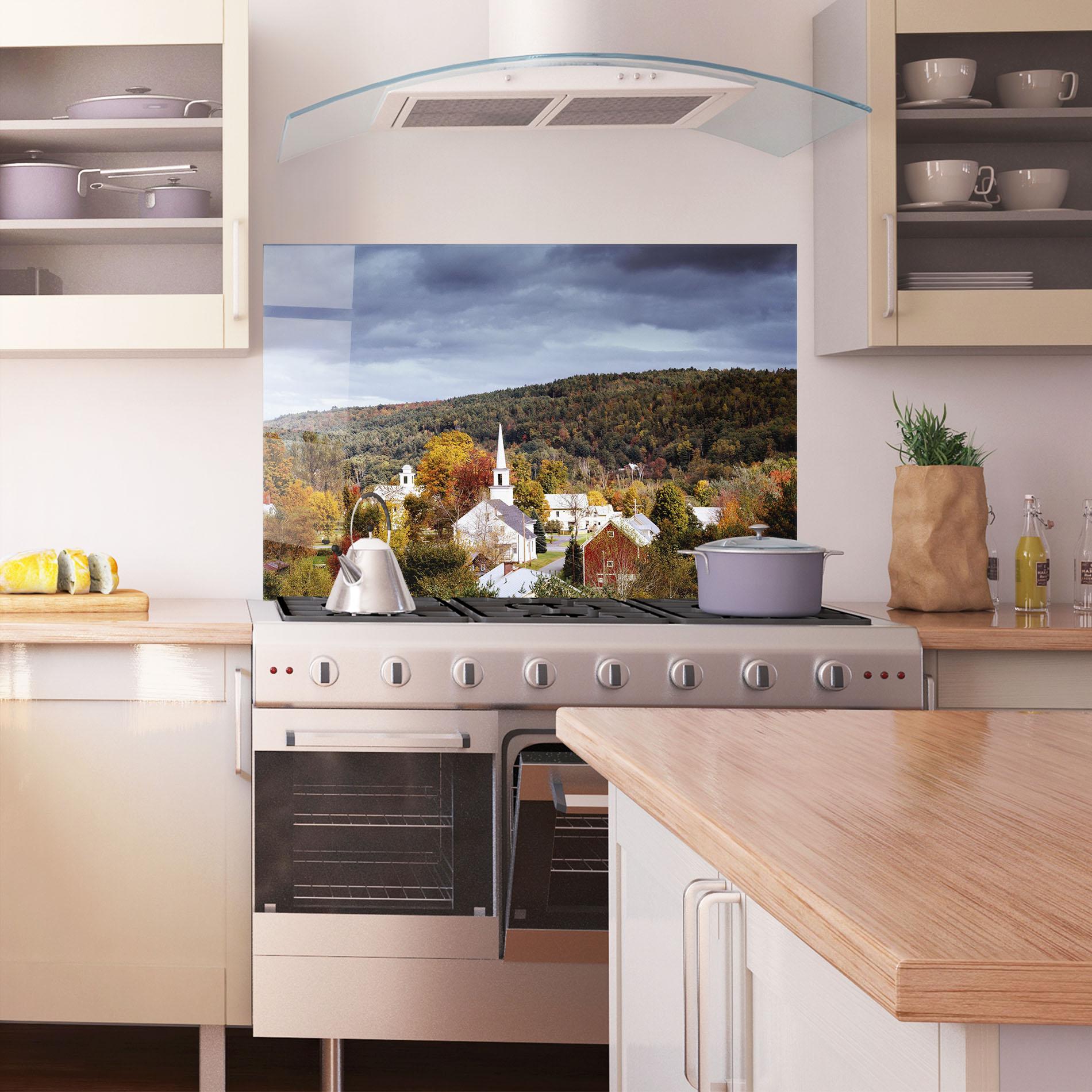 Küchenrückwand Glas Autumn Trees mockup 1