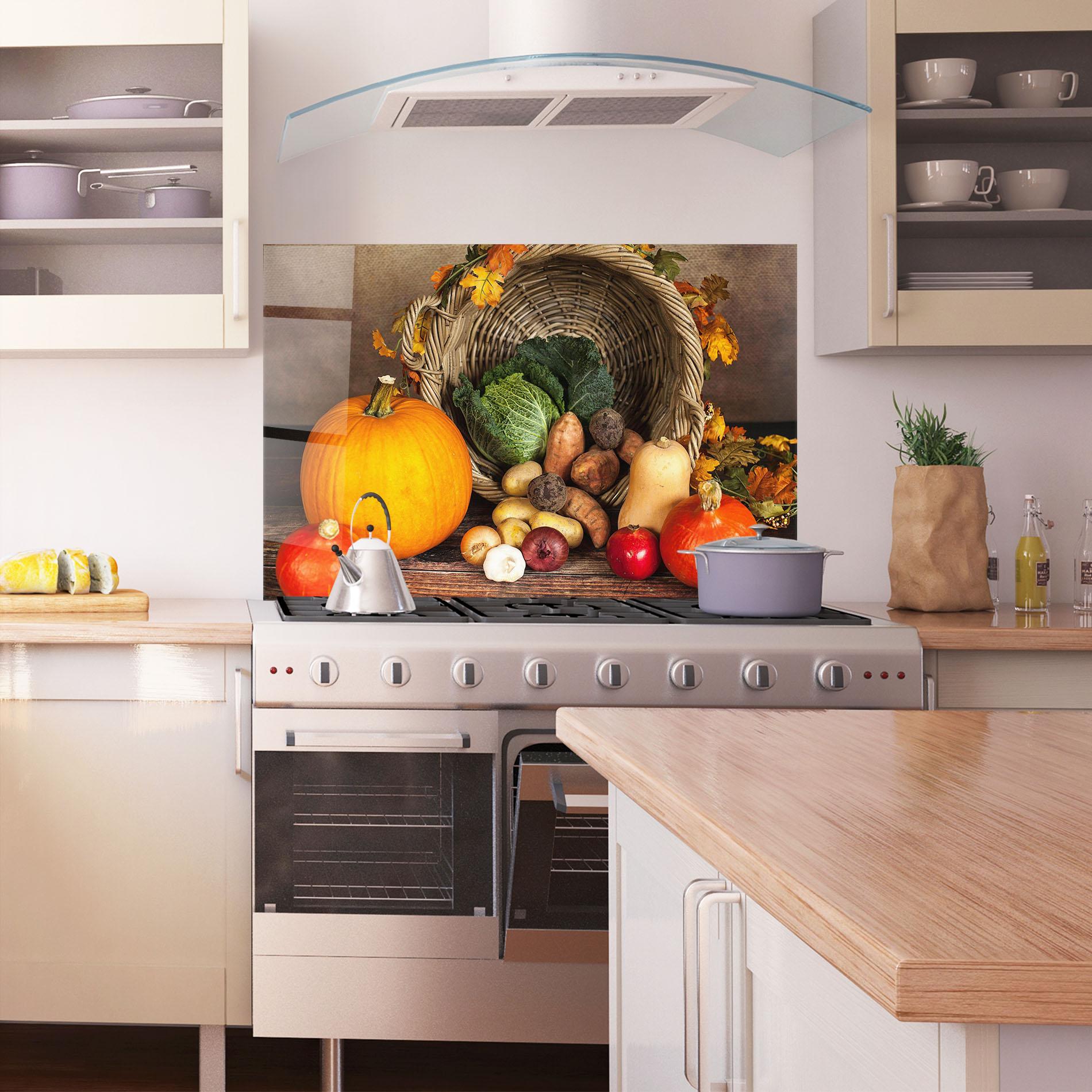 Küchenrückwand Glas Autumn Vegetables mockup 1