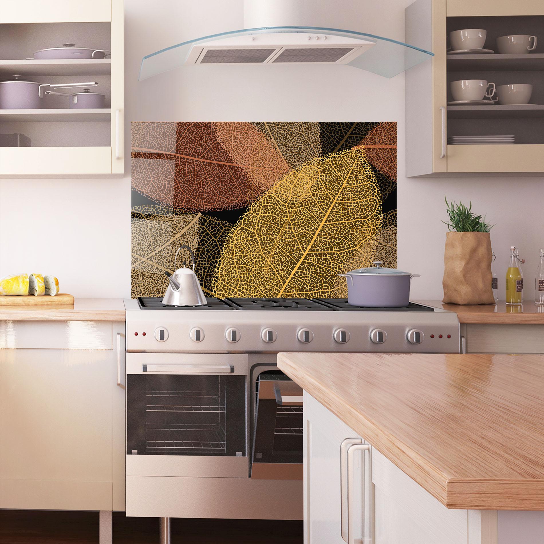 Küchenrückwand Glas Leaves Pattern mockup 1